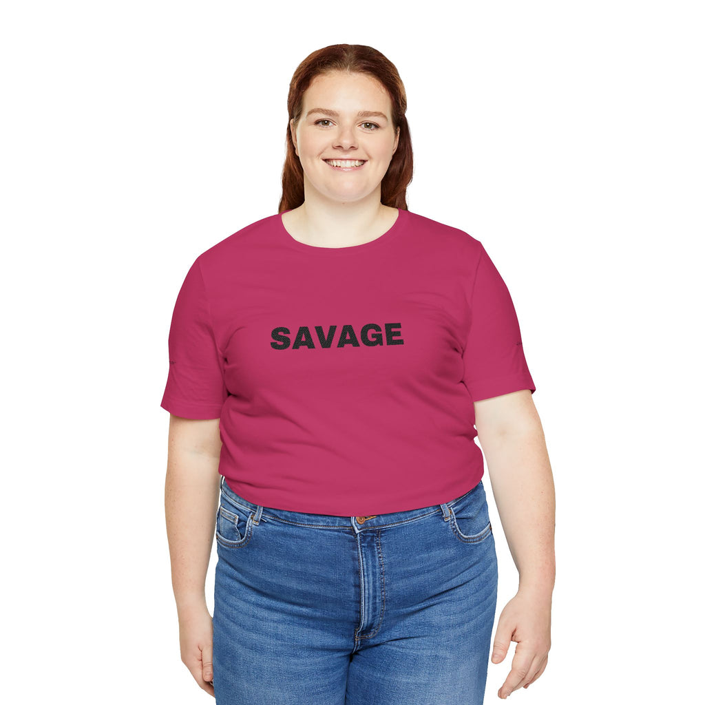 Savage Graphic Tee - Bold Text White T-Shirt