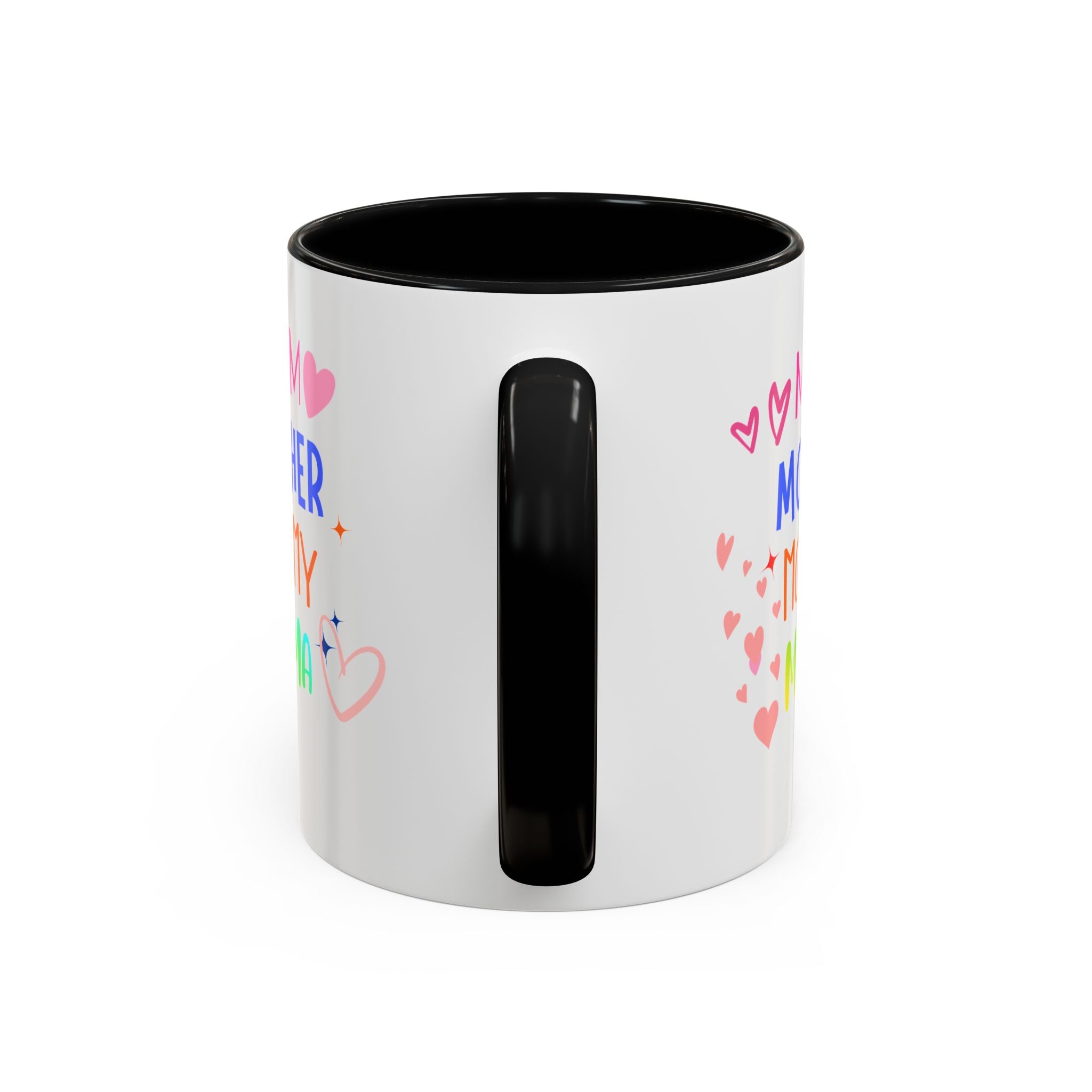 Mother/Mom Rainbow Accent Coffee Mug — 'Mom Mother Mommy Mama' Gift for Mother's Day