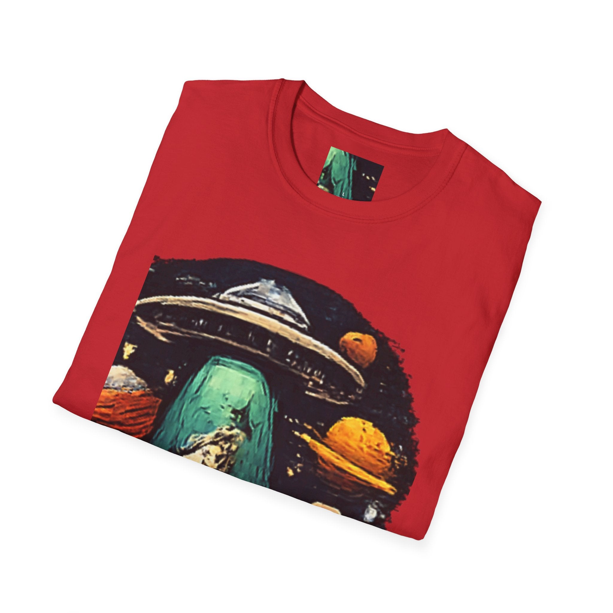 Alien Abduction Graphic T-Shirt — Retro UFO & Planets Space Tee