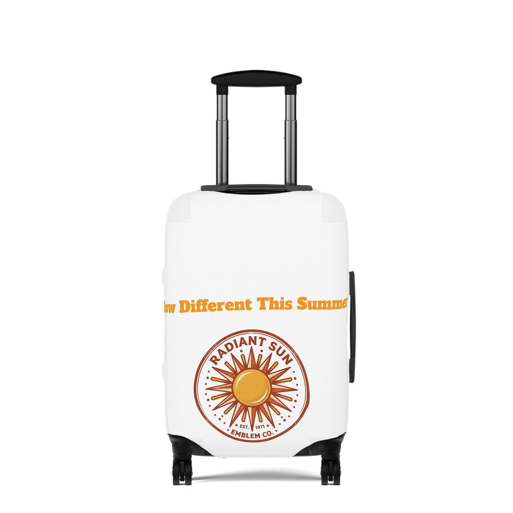 Radiant Sun Beach Luggage Cover — 'Meet Me Where the Waves Are' Travel Protector