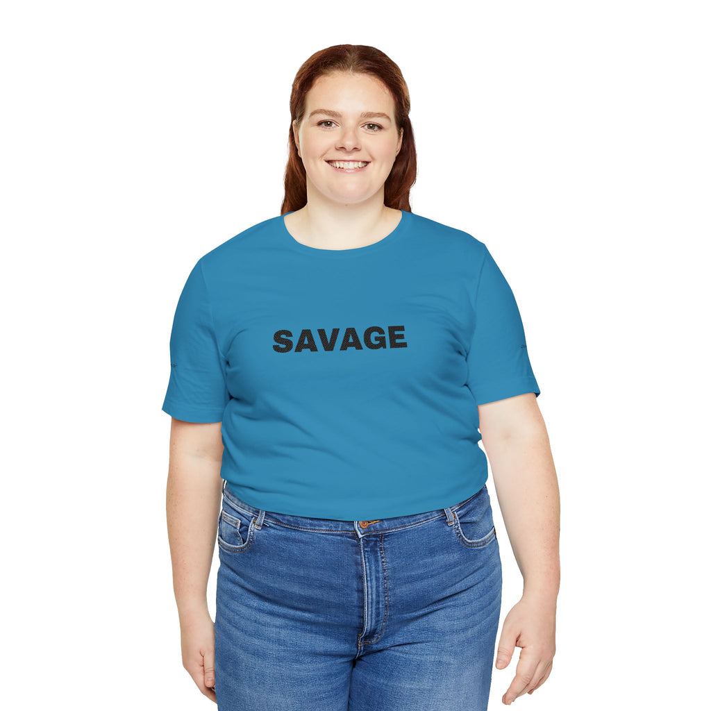 Savage Graphic Tee - Bold Text White T-Shirt