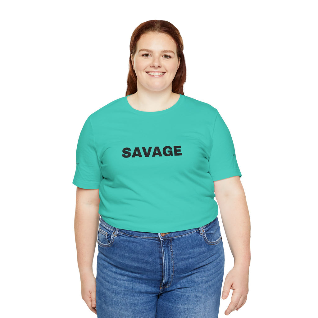 Savage Graphic Tee - Bold Text White T-Shirt