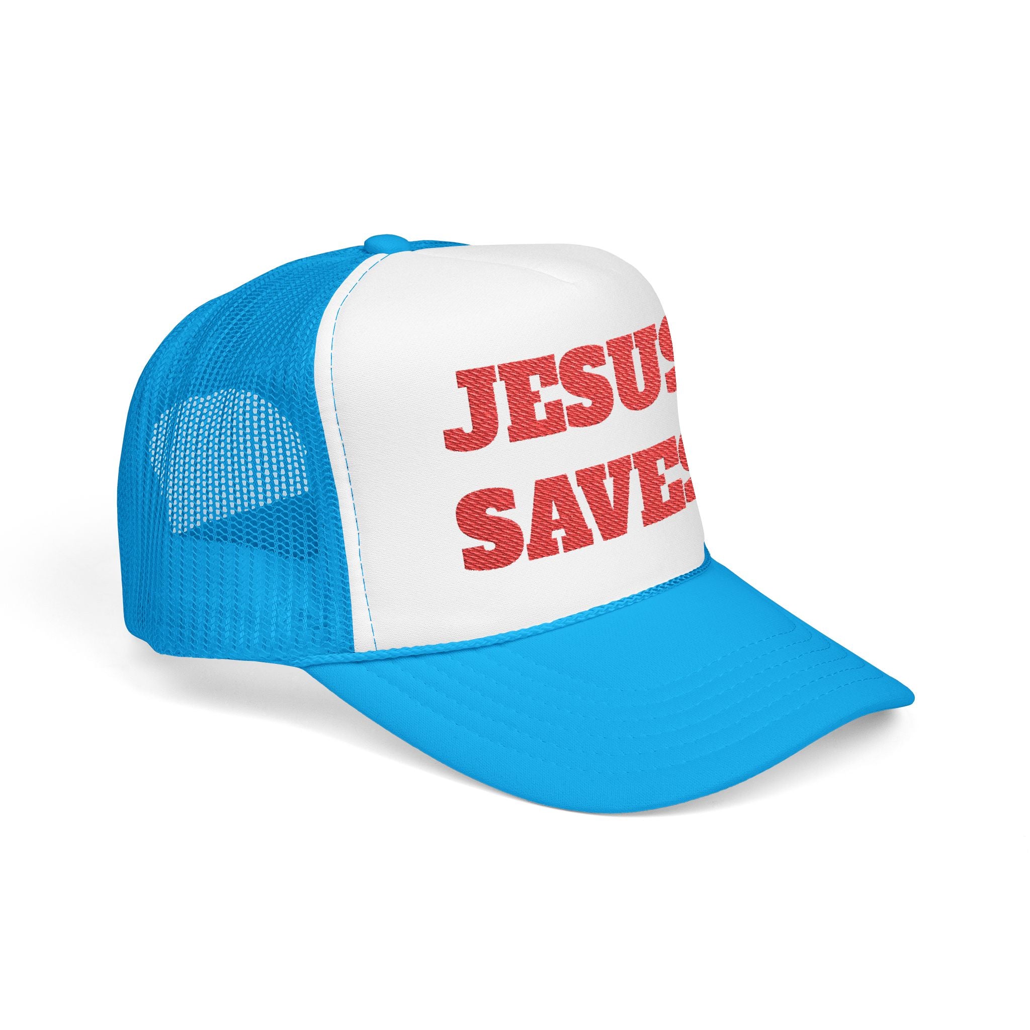 Jesus Saves Foam Trucker Hat - Christian Gospel Mesh Cap