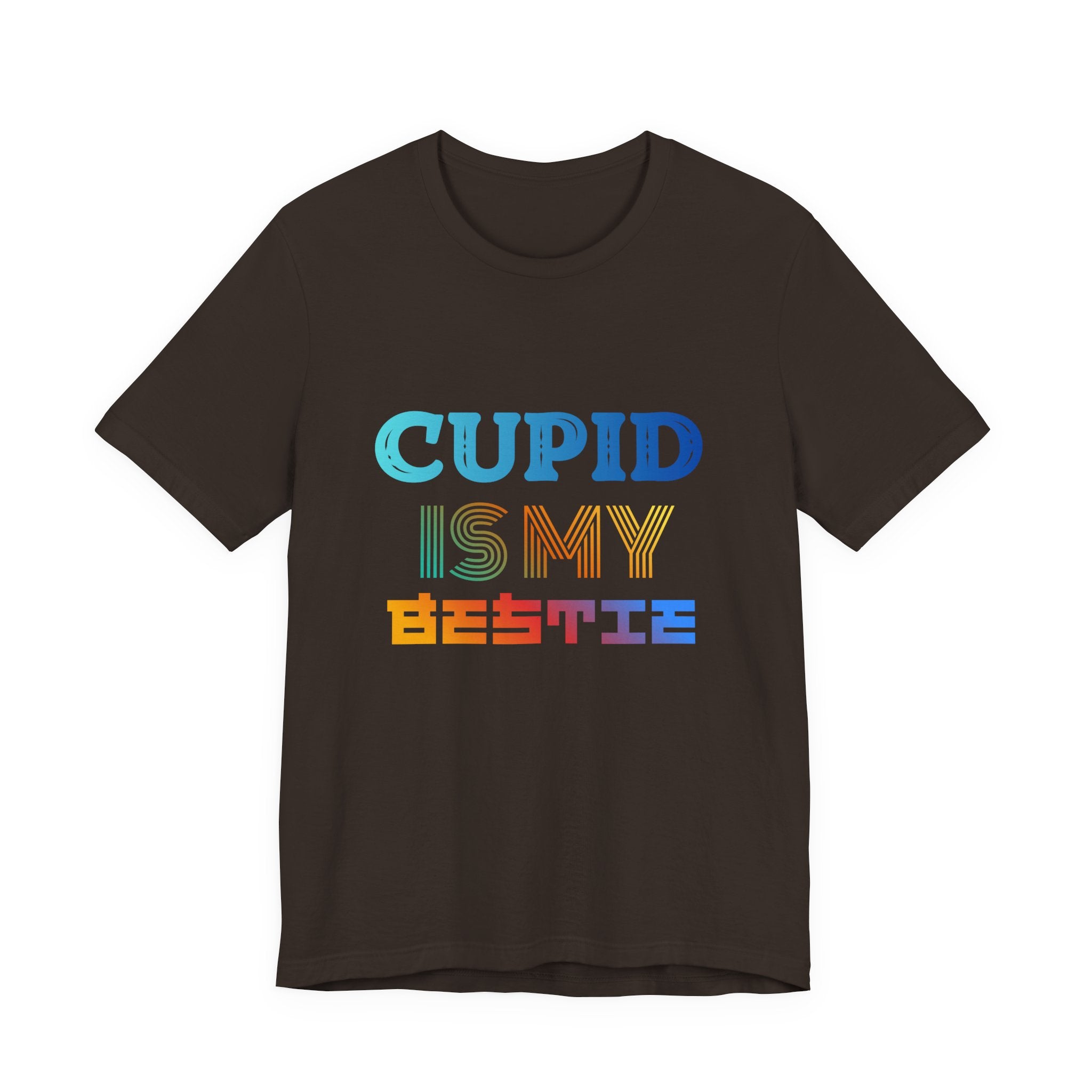 Cupid Is My Bestie Tee - Rainbow Valentine Graphic T-Shirt