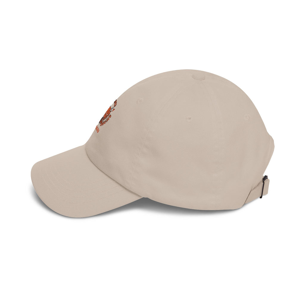 Dragon Emblem Dad Cap — Vintage Orange Floral Crest Hat