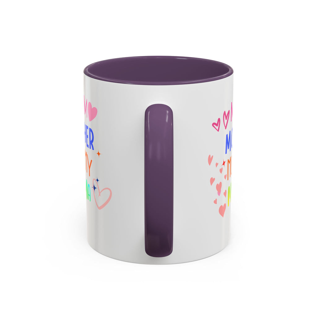 Mother/Mom Rainbow Accent Coffee Mug — 'Mom Mother Mommy Mama' Gift for Mother's Day