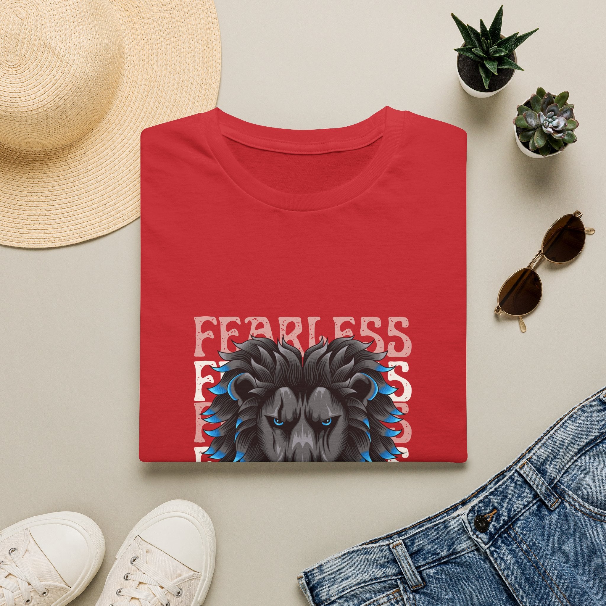 Lion Head T-Shirt — Bold Blue Mane Graphic Tee