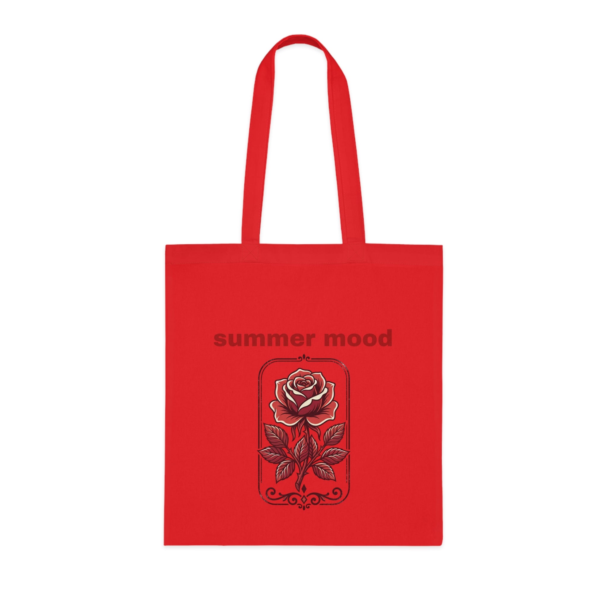 Summer Mood Floral Tote Bag – Retro Rose Cotton Tote