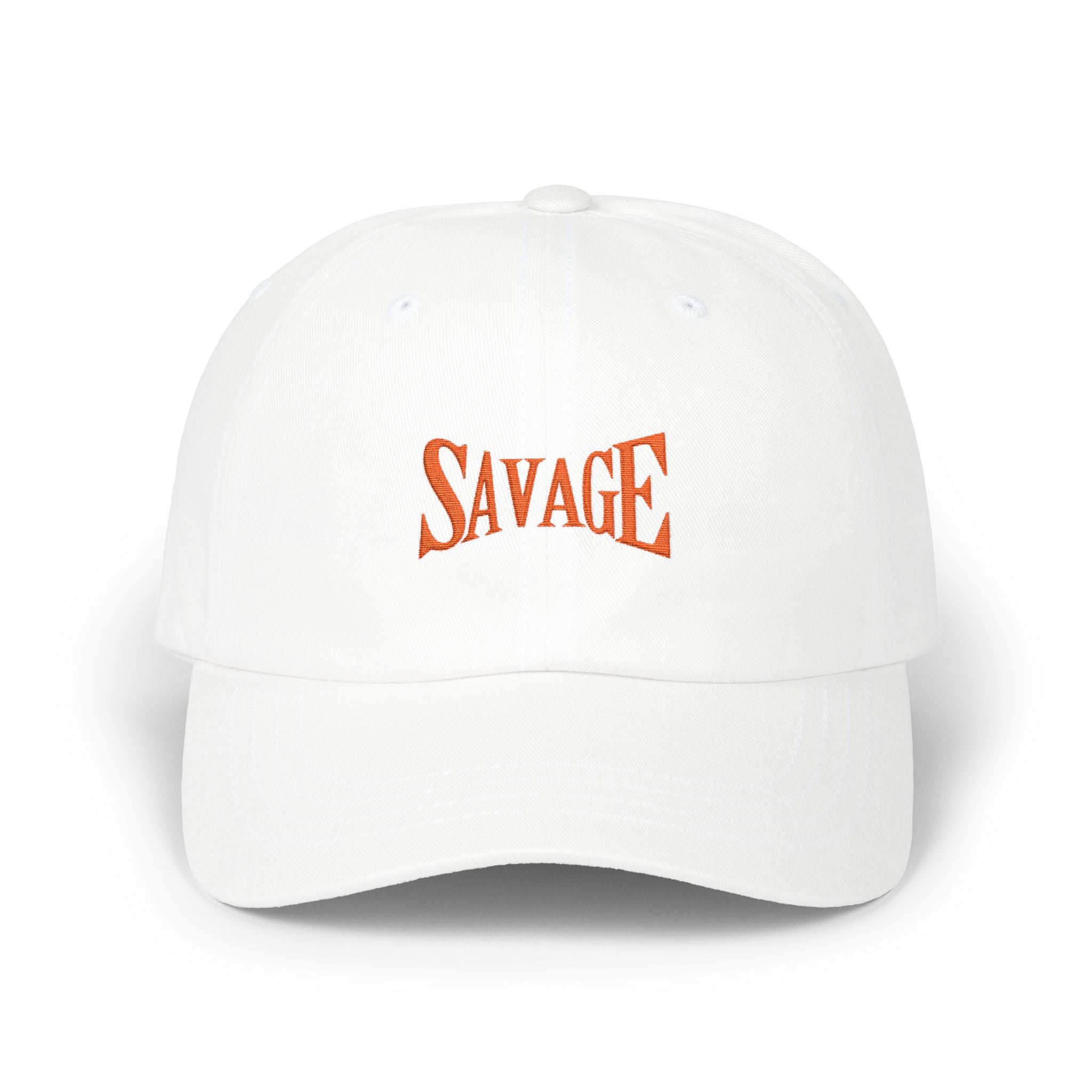 Savage Embroidered Dad Cap - White Casual Baseball Hat