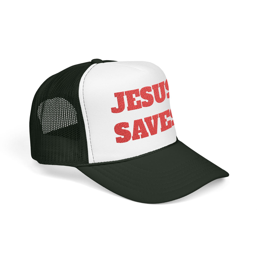 Jesus Saves Foam Trucker Hat - Christian Gospel Mesh Cap