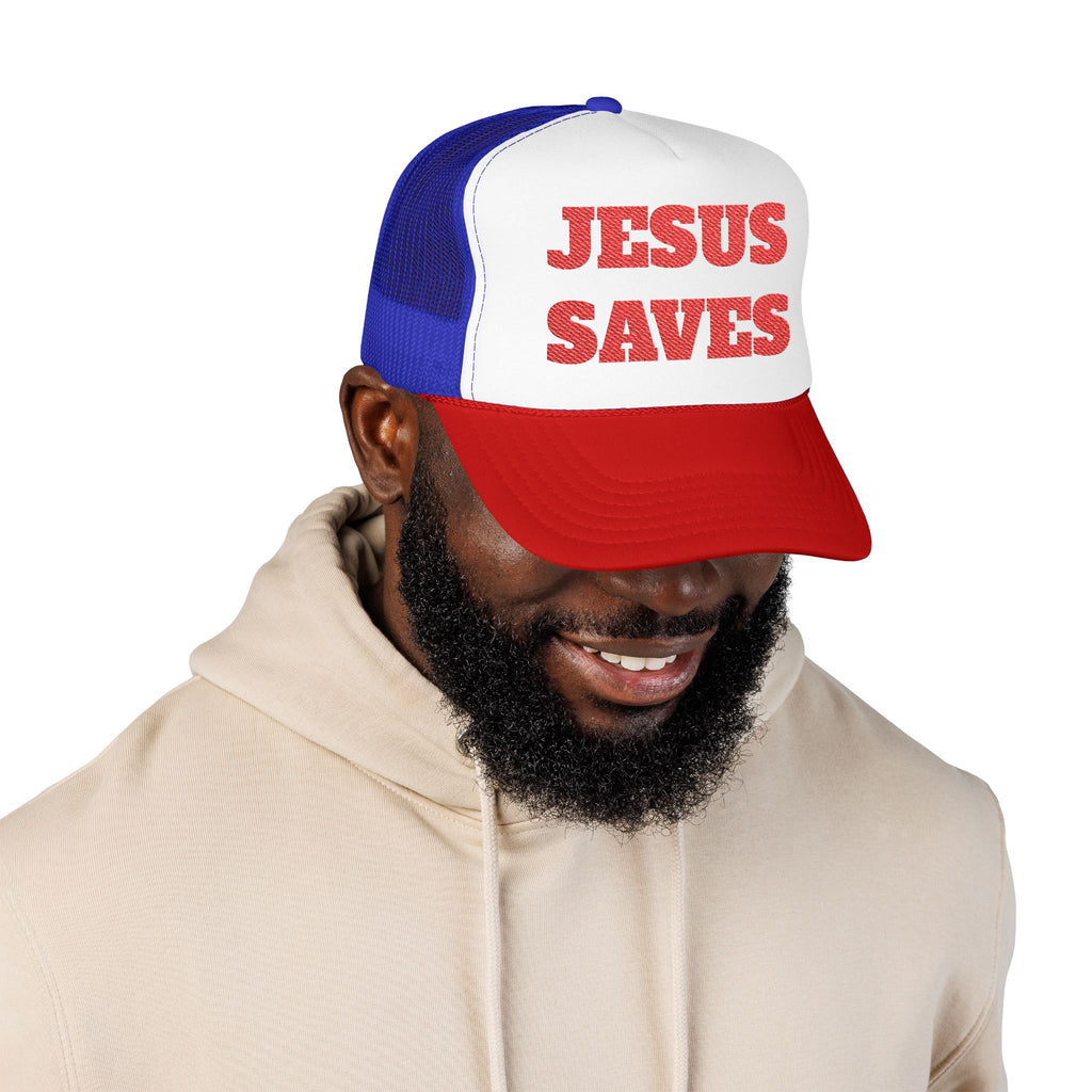 Jesus Saves Foam Trucker Hat - Christian Gospel Mesh Cap