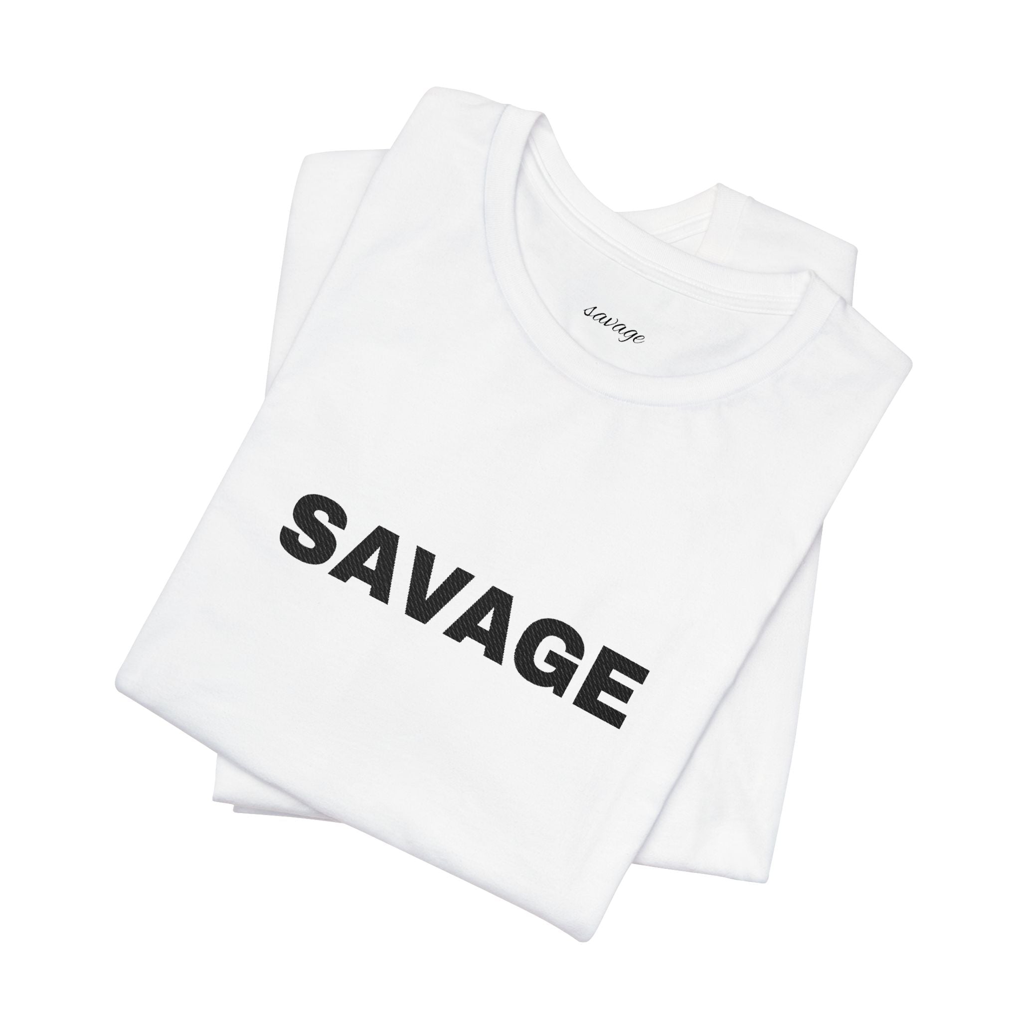 Savage Graphic Tee - Bold Text White T-Shirt