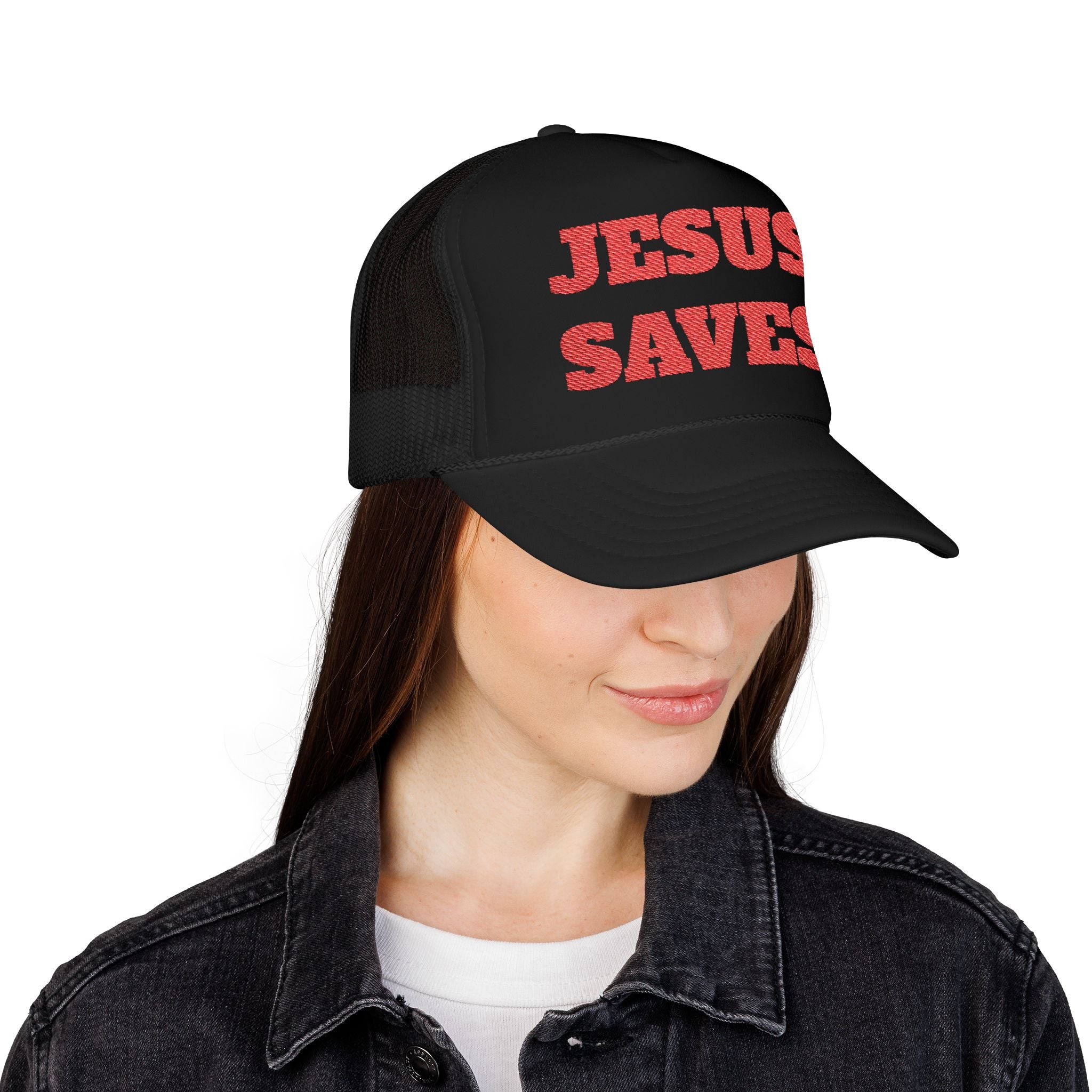 Jesus Saves Foam Trucker Hat - Christian Gospel Mesh Cap