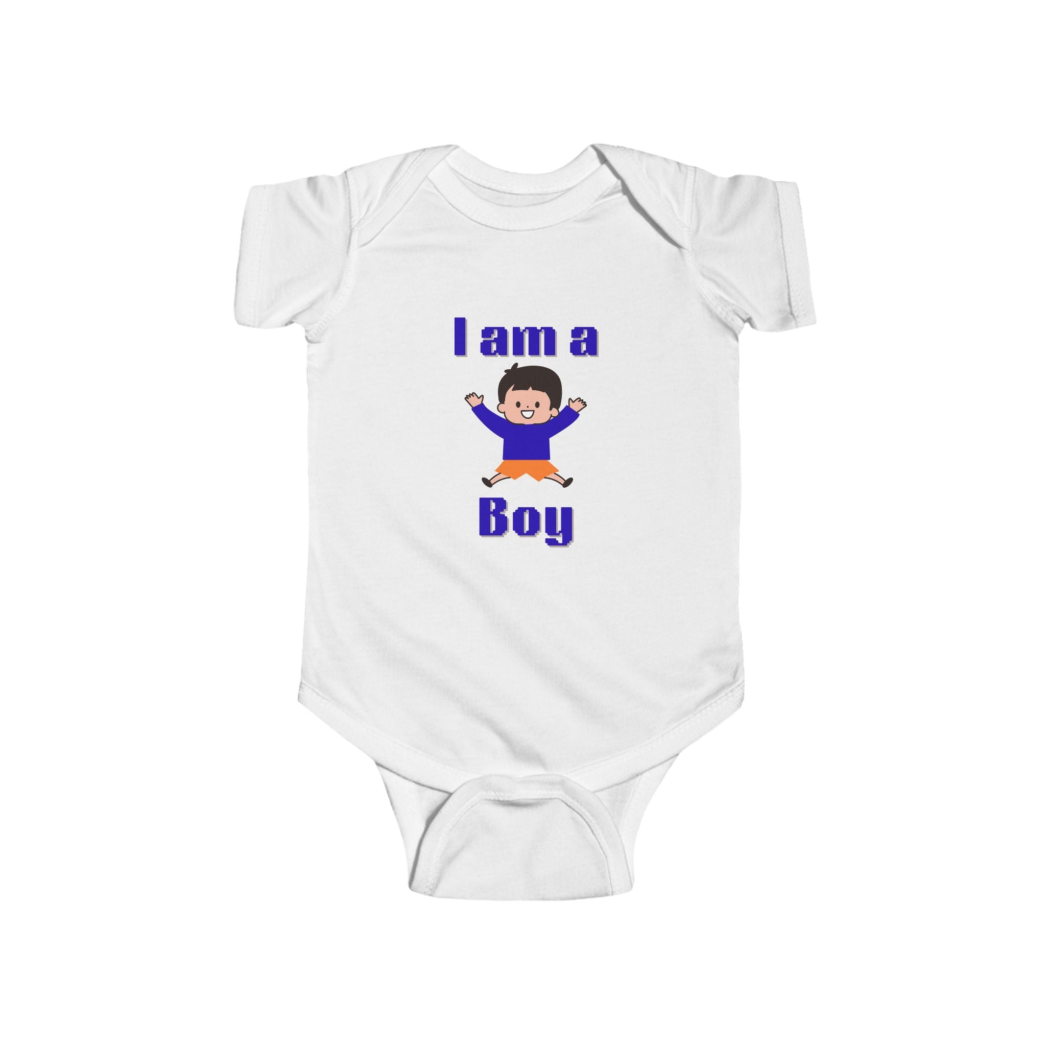 “I Am a Boy” Baby Bodysuit – Cute Newborn Announcement Onesie