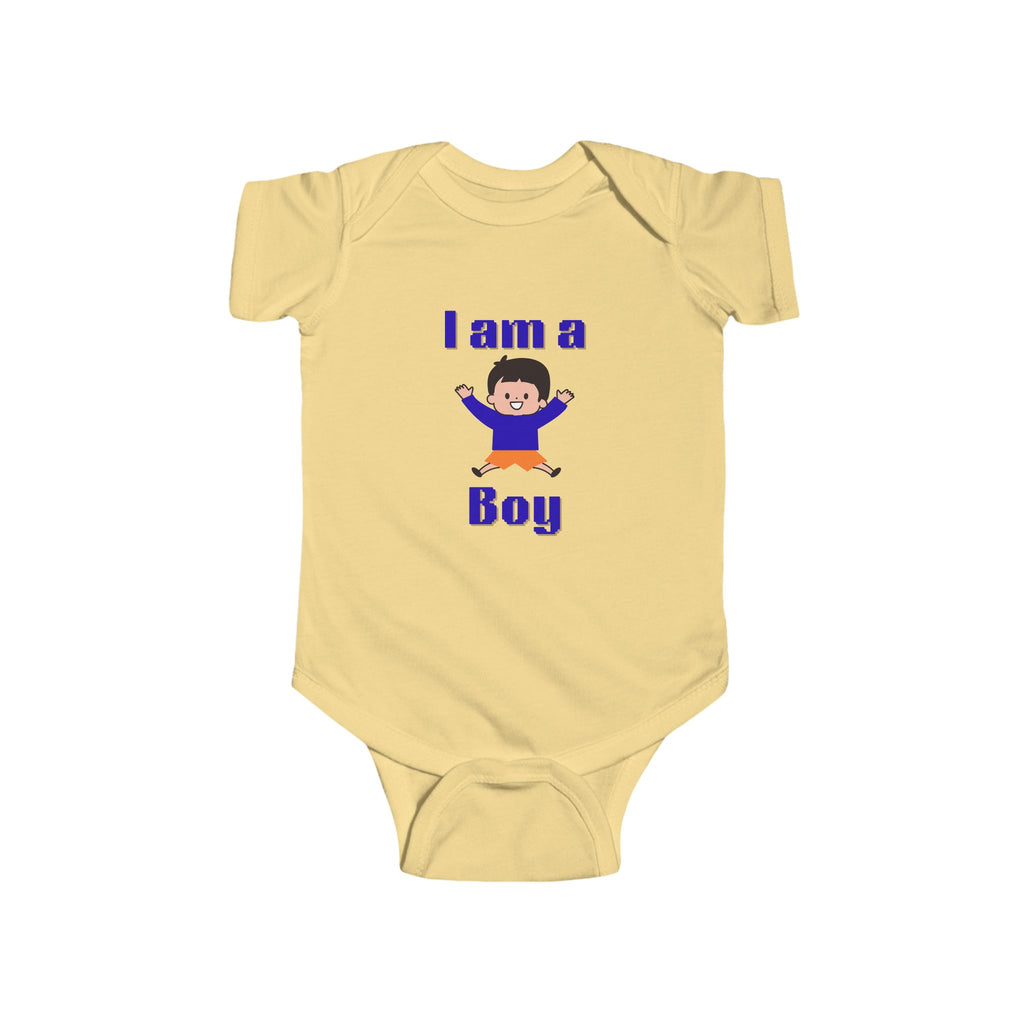 “I Am a Boy” Baby Bodysuit – Cute Newborn Announcement Onesie