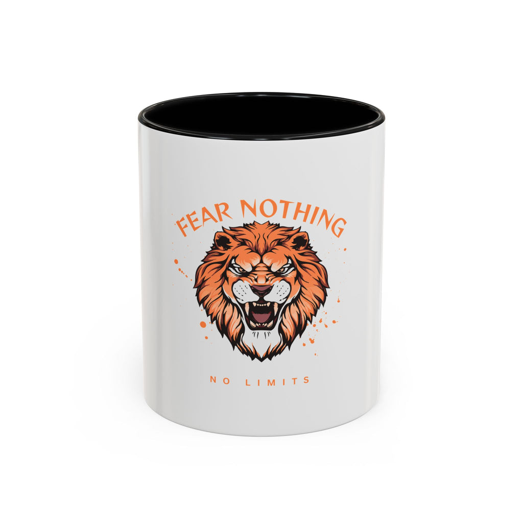 Fear Nothing Lion Accent Coffee Mug — Inspirational No Limits Motivational Gift