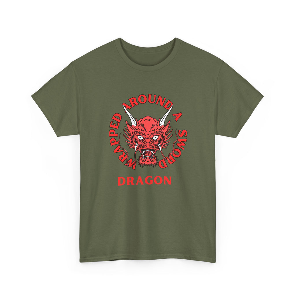 Dragon Tee — 'Wrapped Around a Sword' Red Dragon Graphic T-Shirt