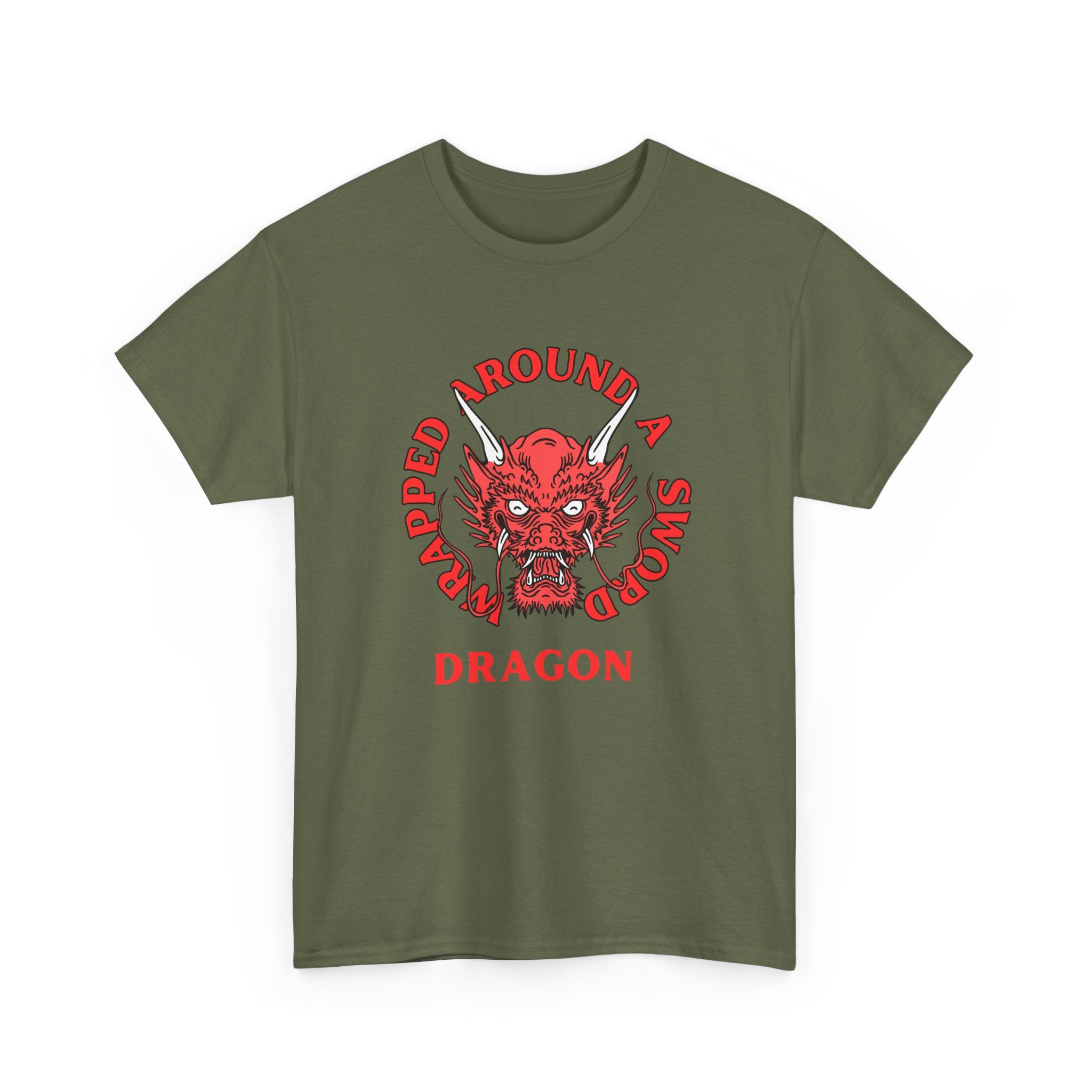 Dragon Tee — 'Wrapped Around a Sword' Red Dragon Graphic T-Shirt