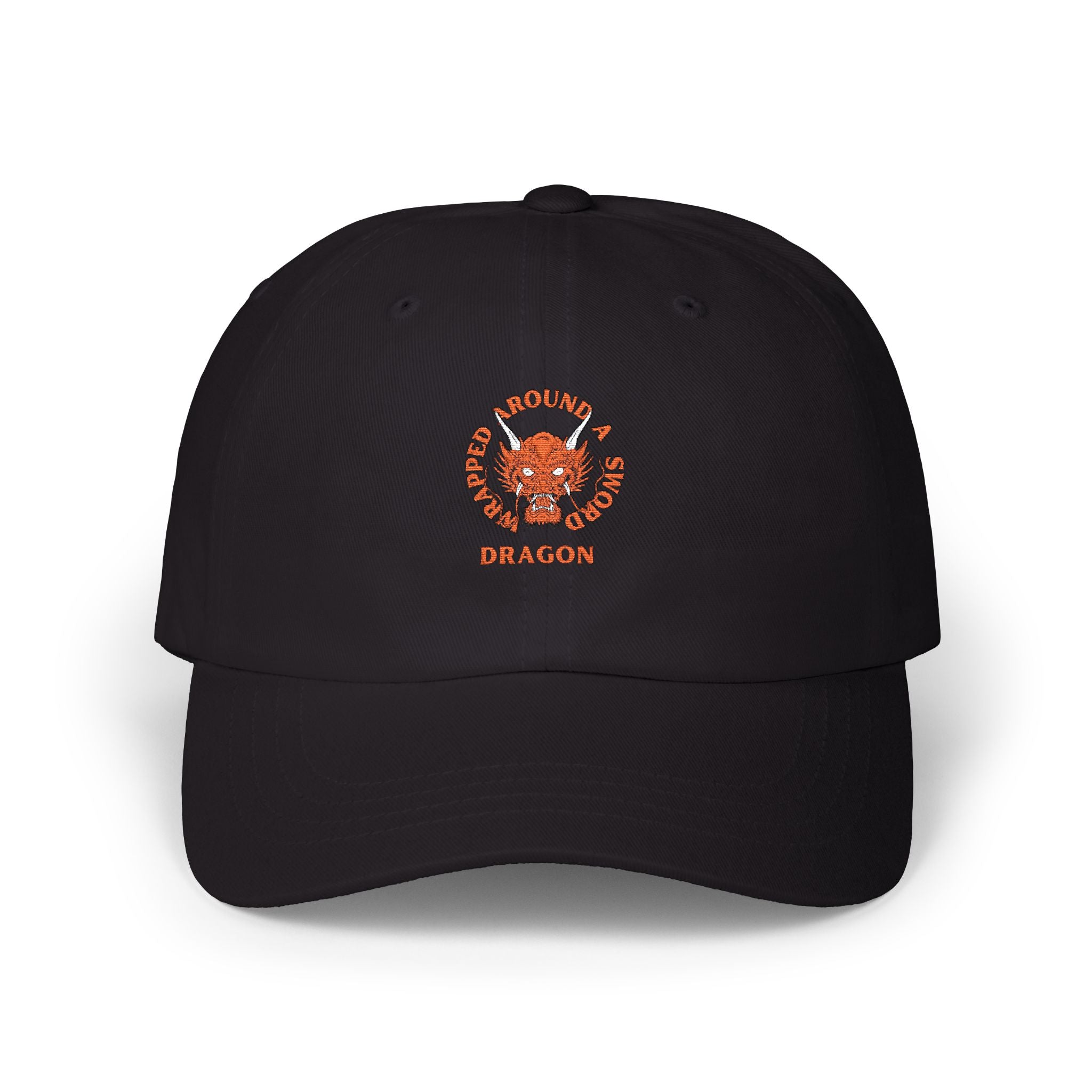 Dragon Emblem Dad Cap — Vintage Orange Floral Crest Hat