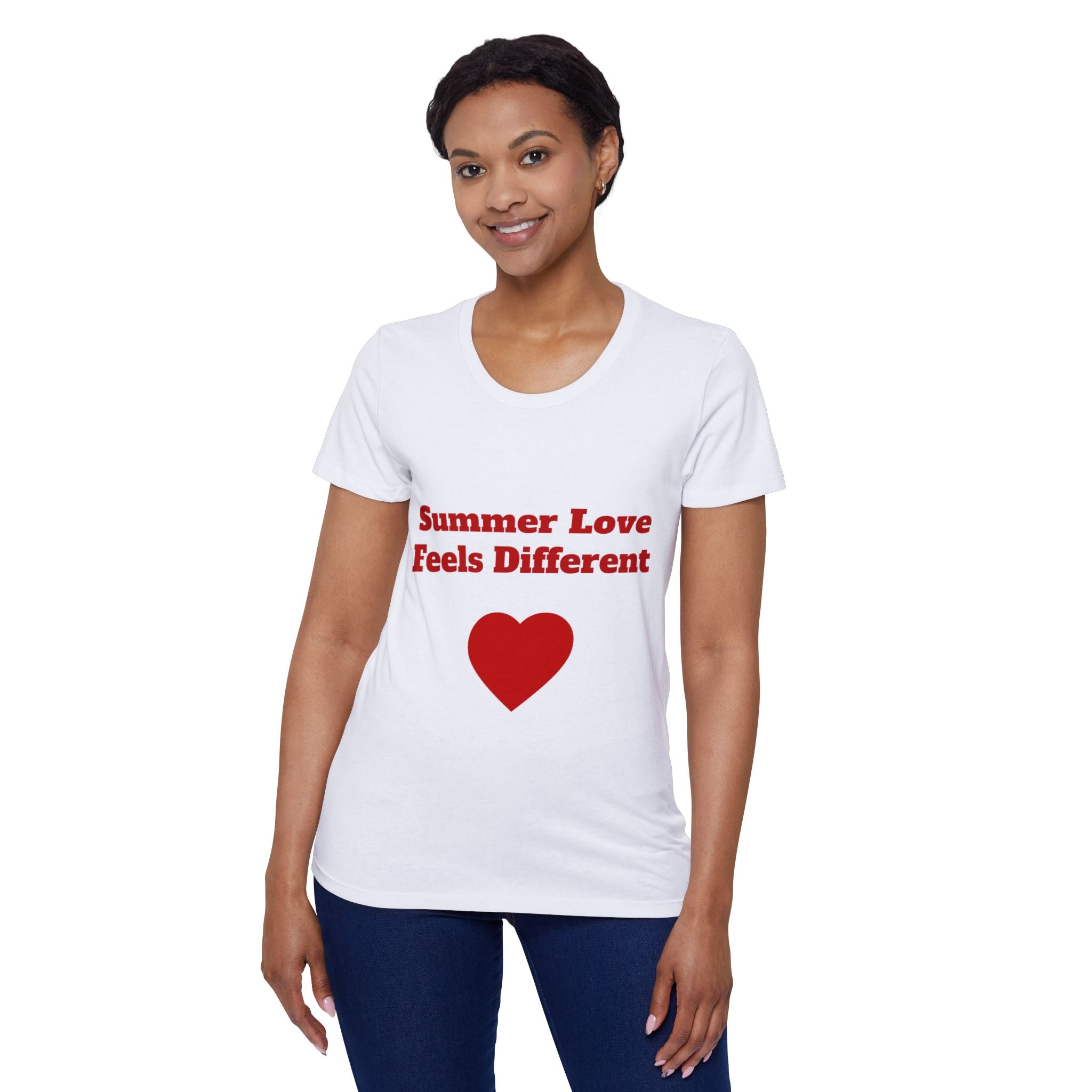 Summer Love Feels Different Tee — Women's Organic Cotton Heart T‑Shirt