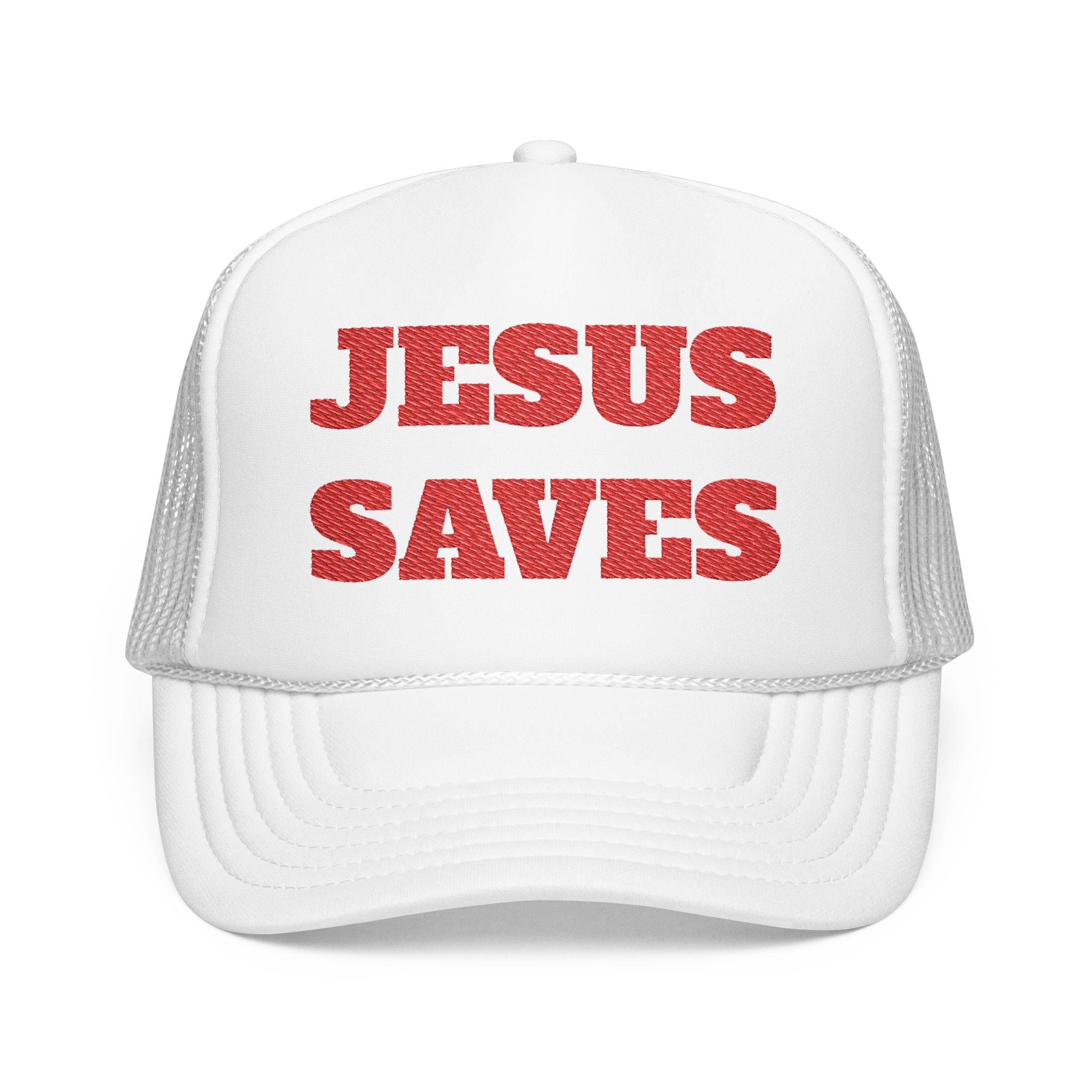 Jesus Saves Foam Trucker Hat - Christian Gospel Mesh Cap