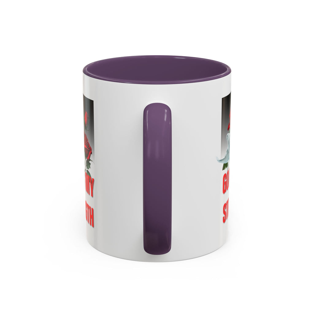 God Is My Strength Accent Coffee Mug – Inspirational Christian Dove & Roses (11/15oz)