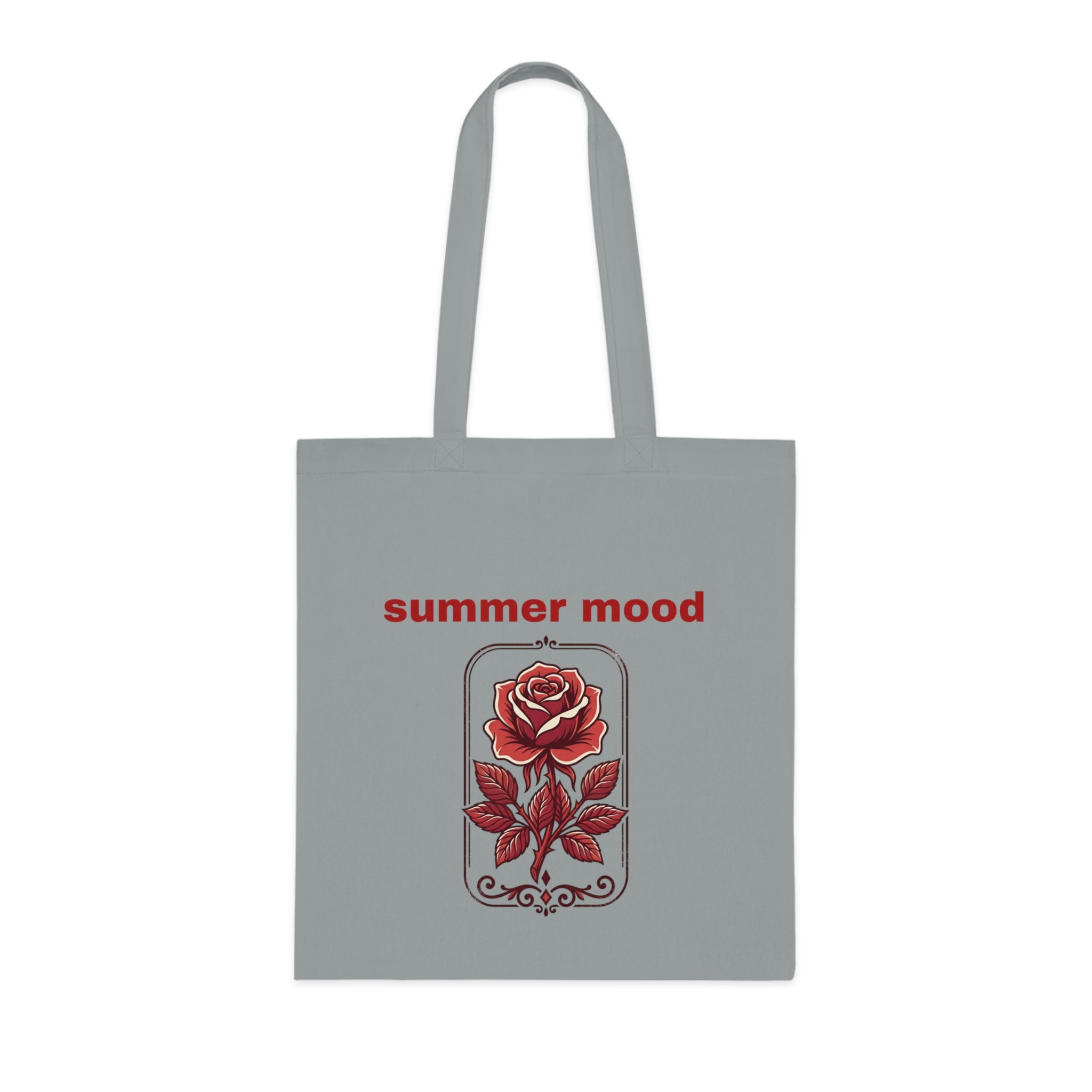 Summer Mood Floral Tote Bag – Retro Rose Cotton Tote