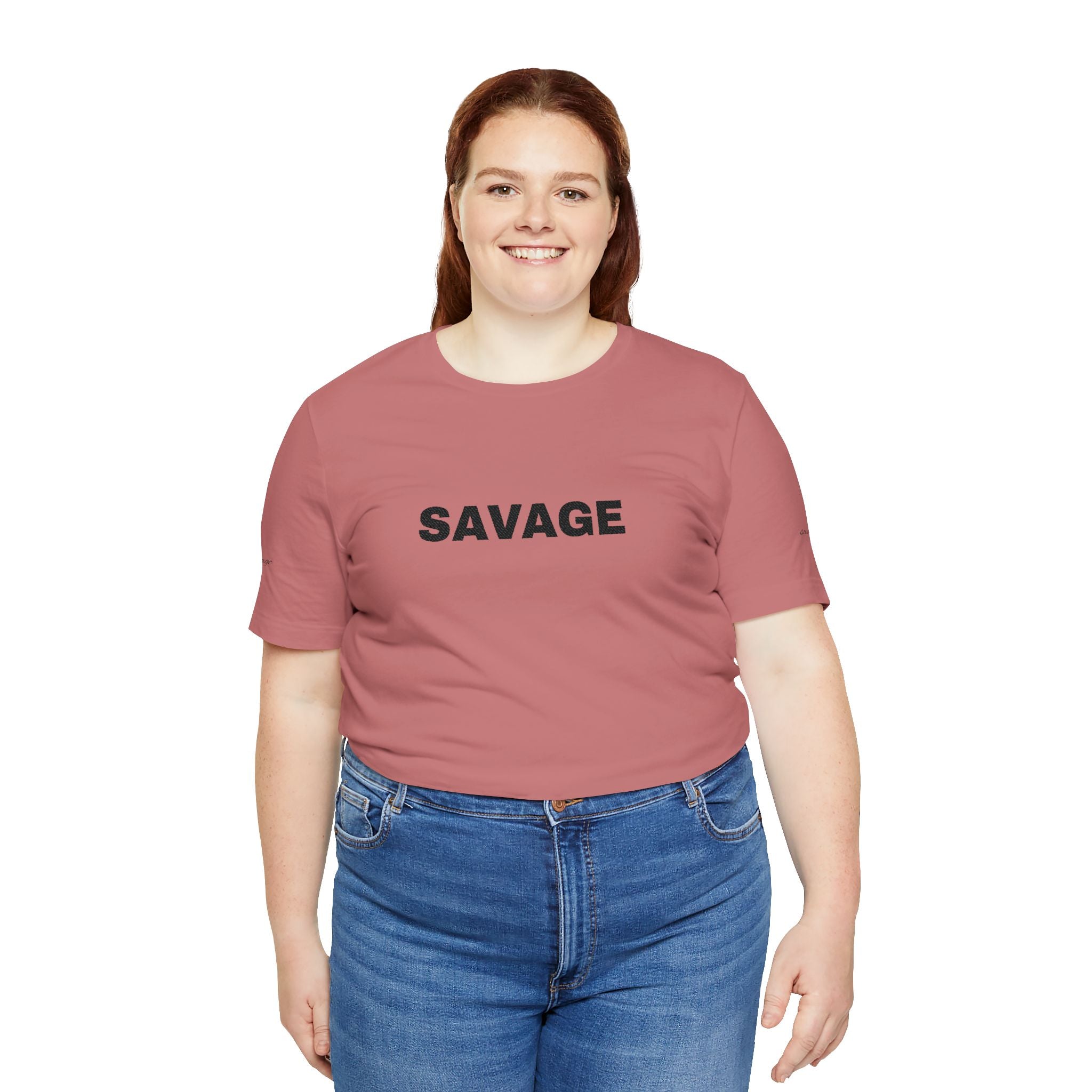 Savage Graphic Tee - Bold Text White T-Shirt