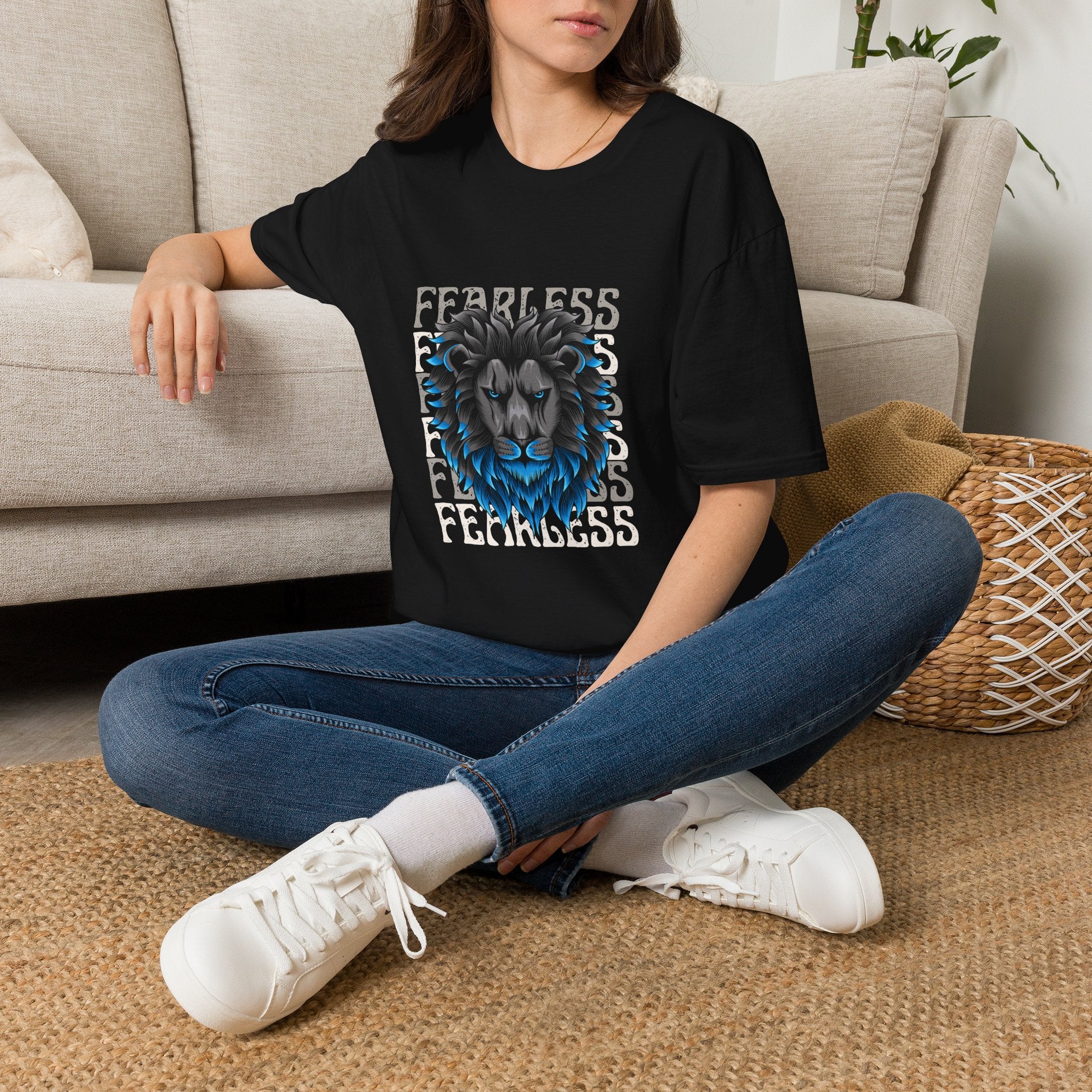 Lion Head T-Shirt — Bold Blue Mane Graphic Tee