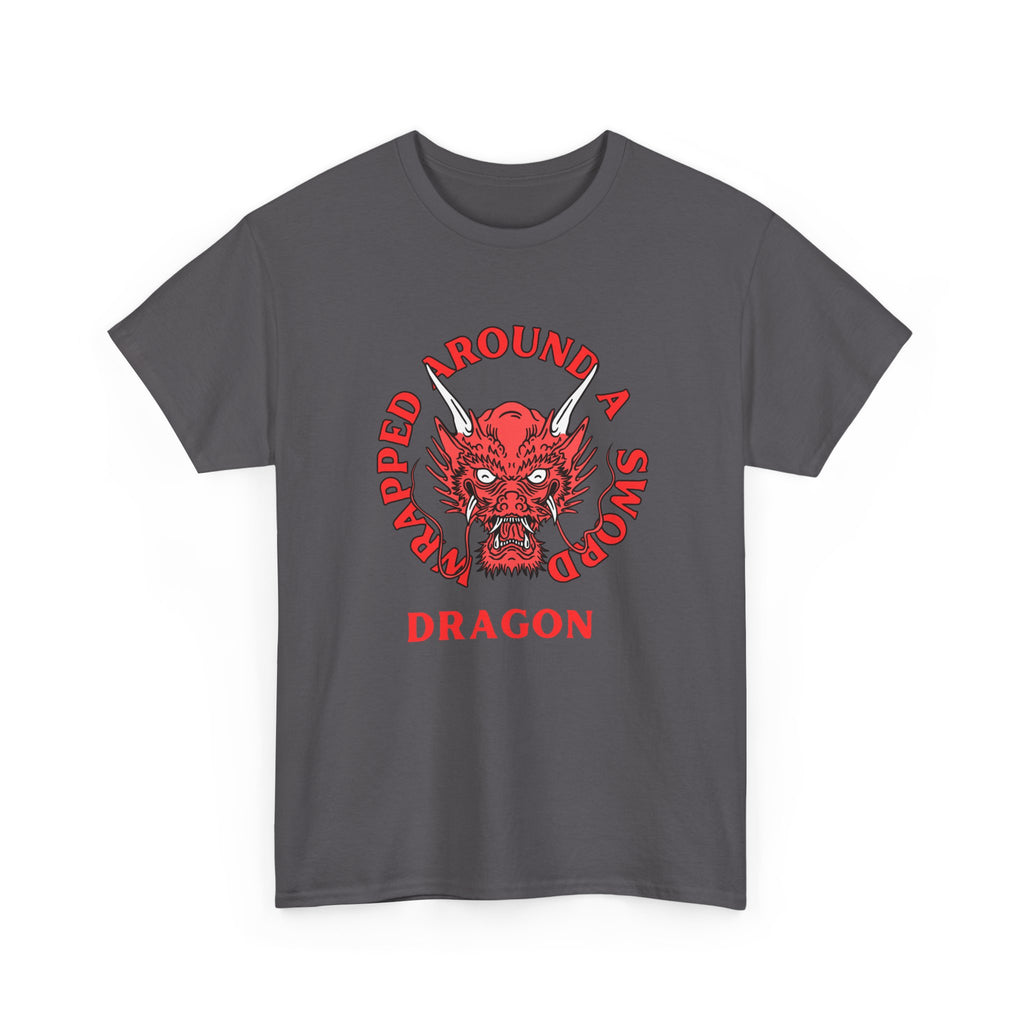 Dragon Tee — 'Wrapped Around a Sword' Red Dragon Graphic T-Shirt