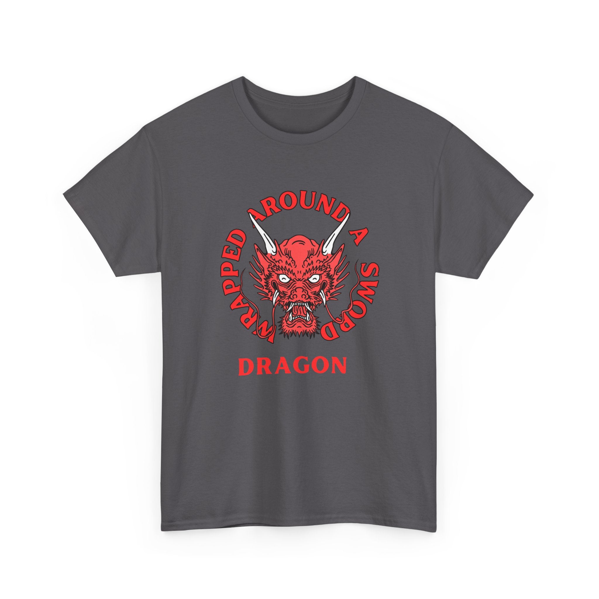 Dragon Tee — 'Wrapped Around a Sword' Red Dragon Graphic T-Shirt