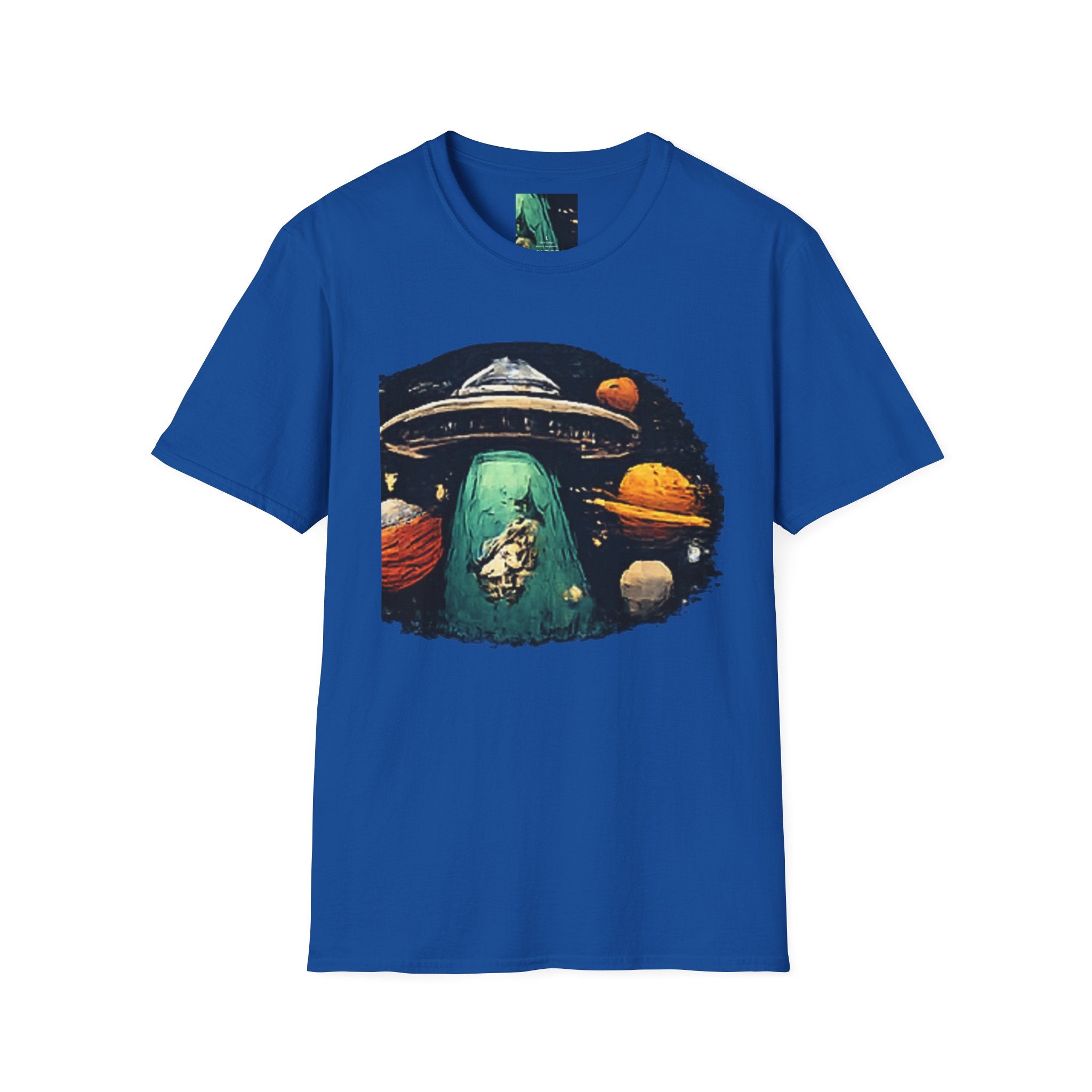 Alien Abduction Graphic T-Shirt — Retro UFO & Planets Space Tee