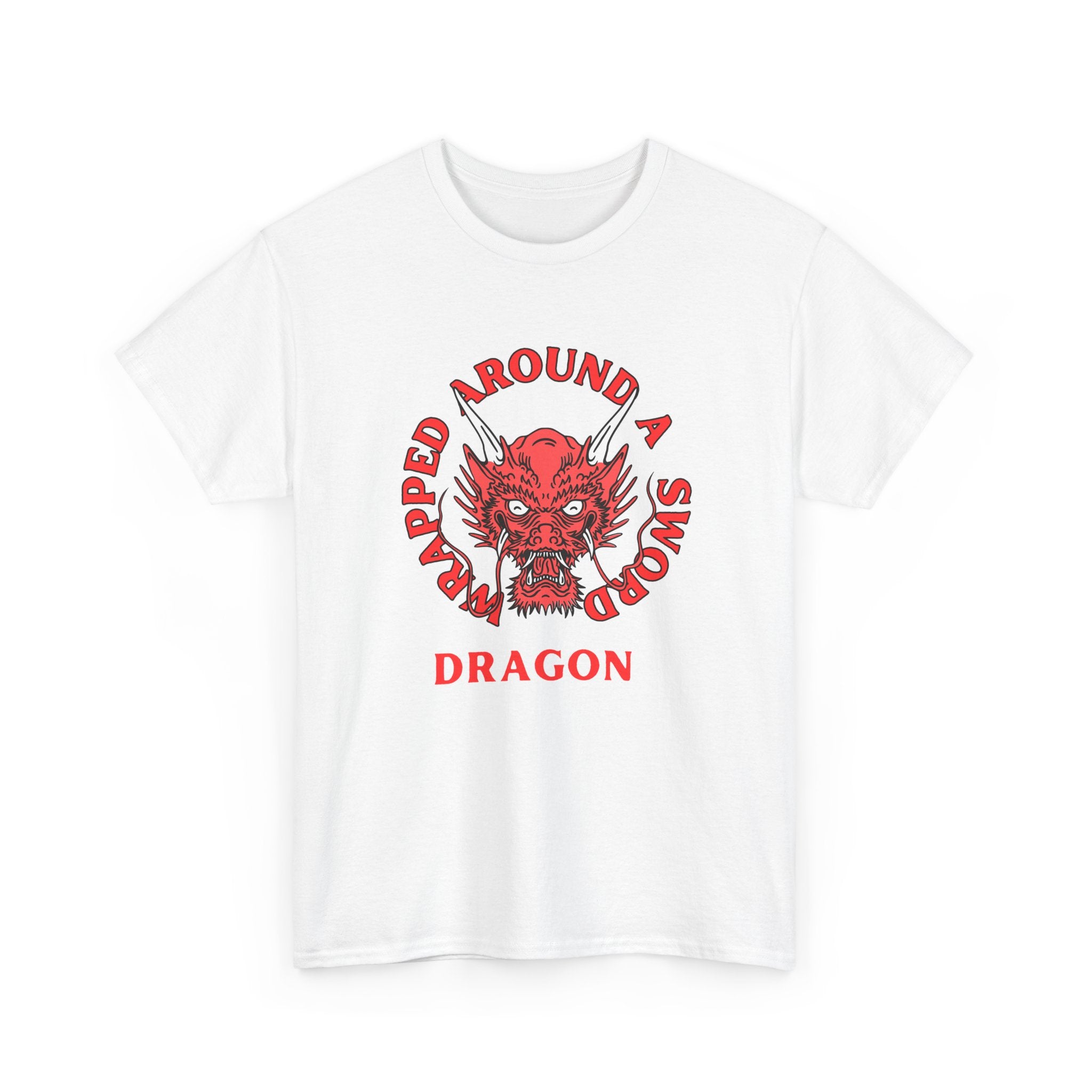 Dragon Tee — 'Wrapped Around a Sword' Red Dragon Graphic T-Shirt