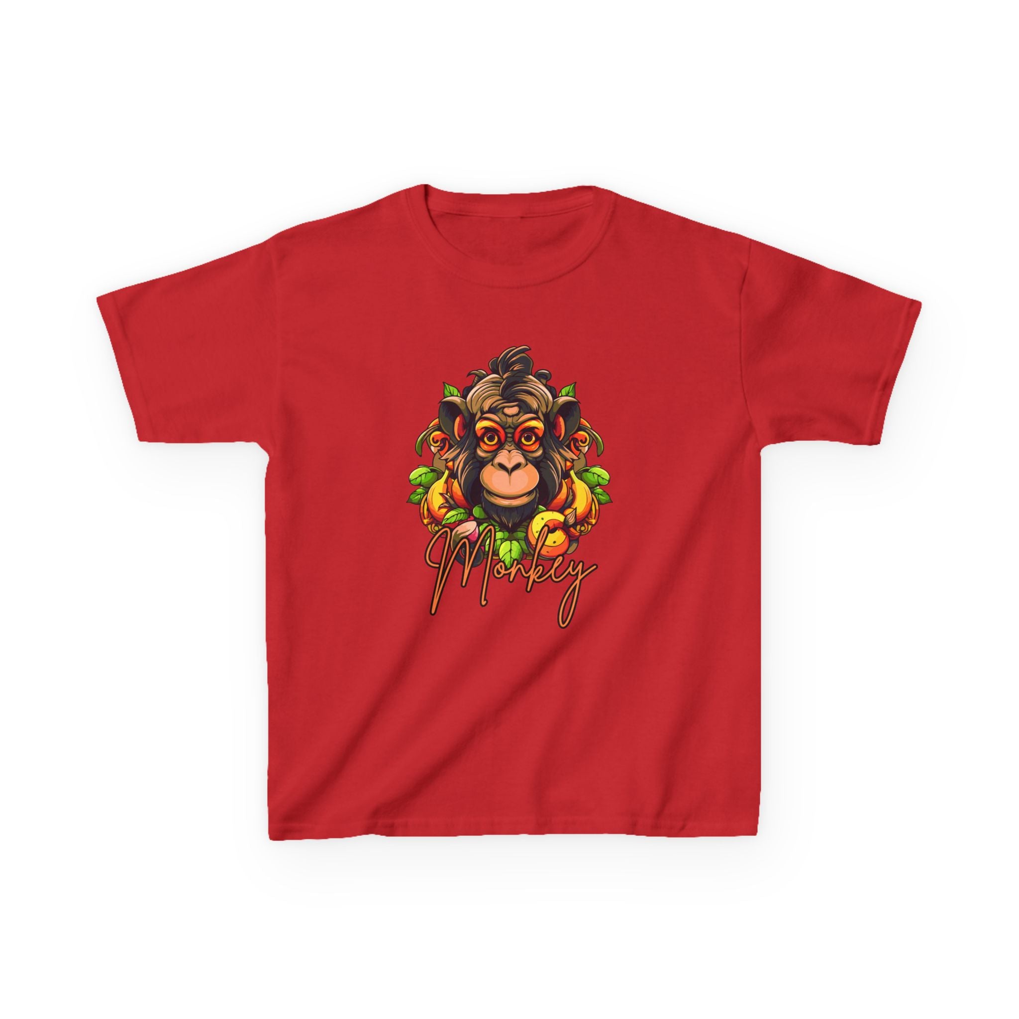 Kids Monkey Fruit Graphic Tee — Cute Tropical Chimp Design