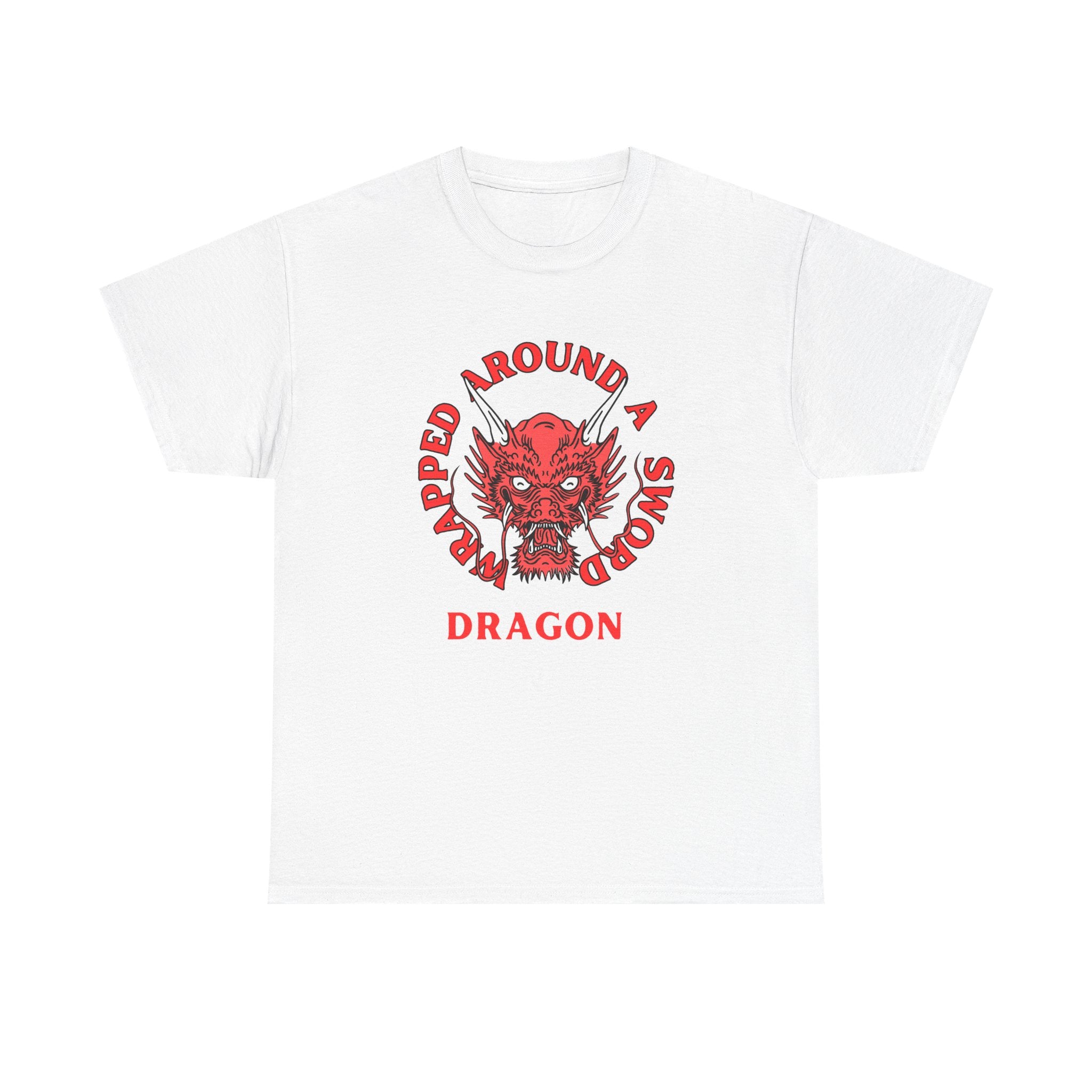 Dragon Tee — 'Wrapped Around a Sword' Red Dragon Graphic T-Shirt