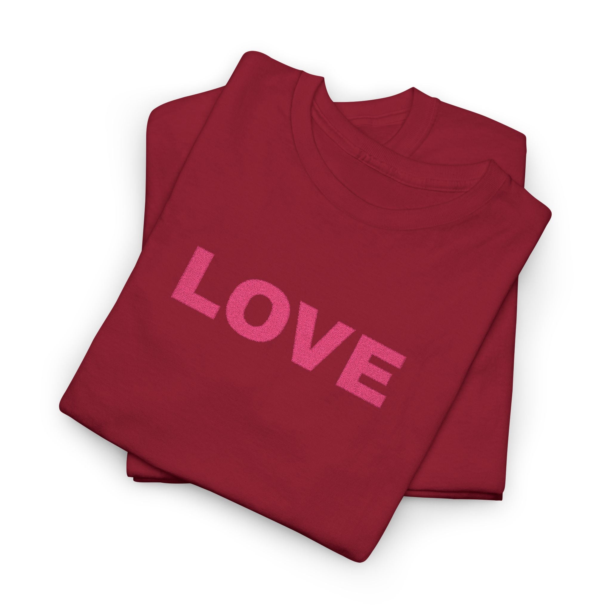 LOVE Glitter Text T-Shirt — Women's Pink Sparkle Tee for Valentine's Day
