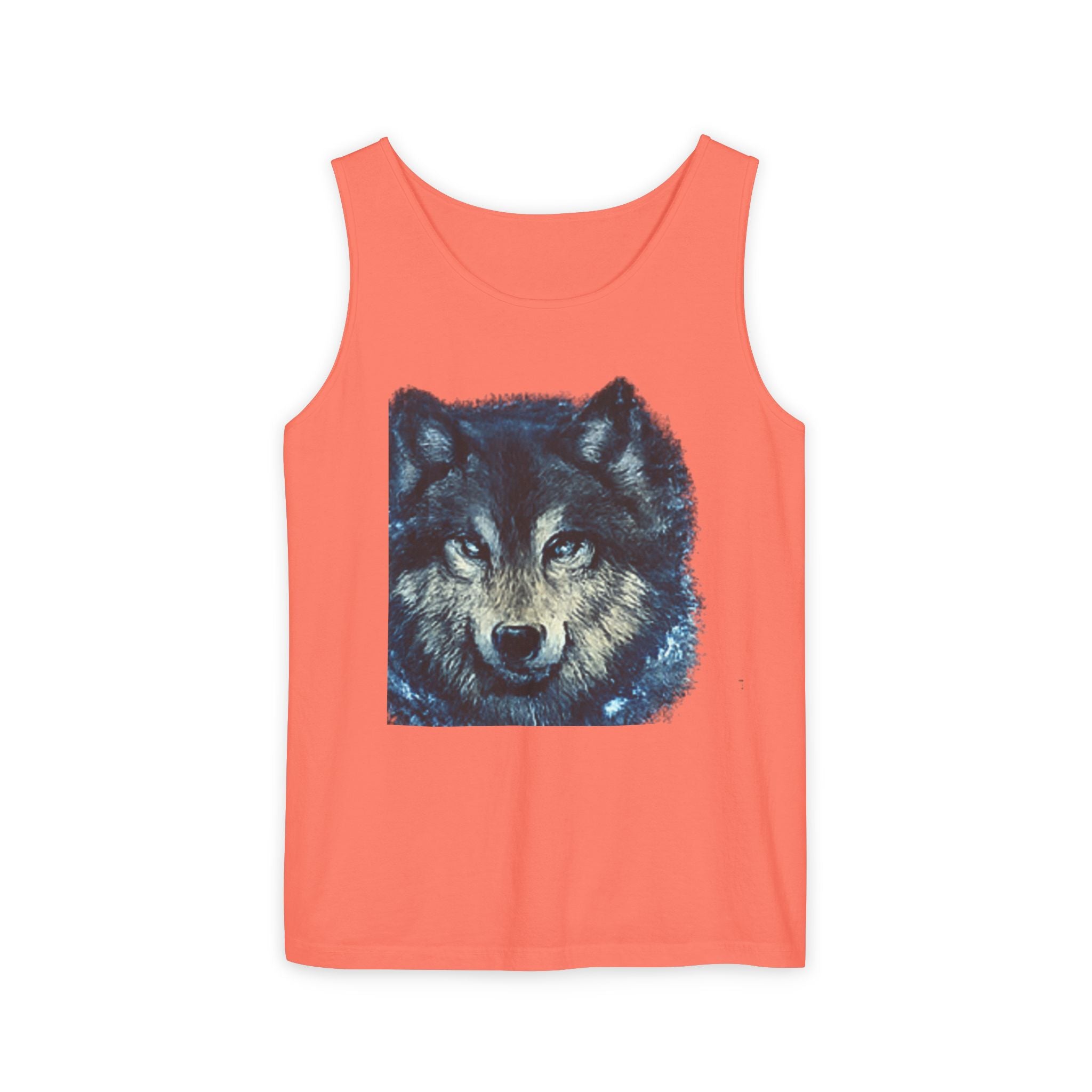 Wolf Face Tank Top — Vintage Blue Wolf Graphic Animal Lover Tee