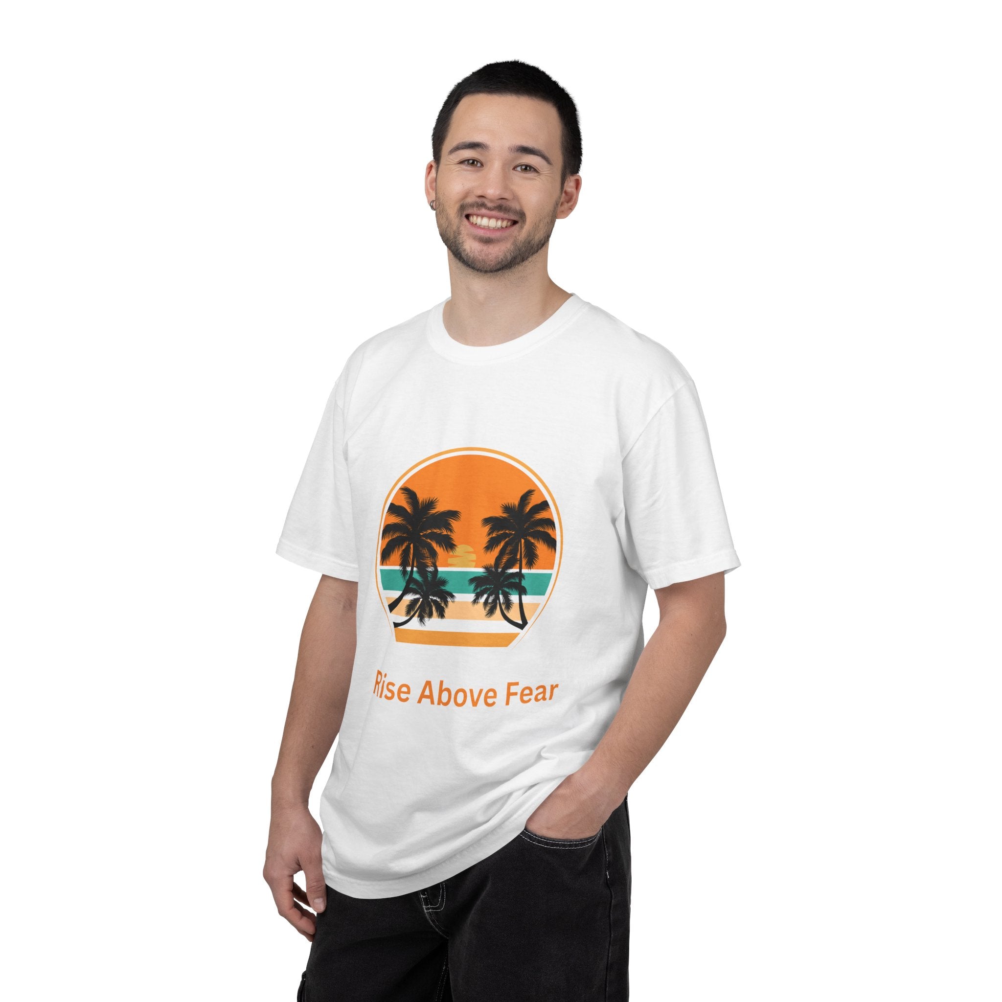 Rise Above Fear T-Shirt — Vintage Sunset Palm Tee
