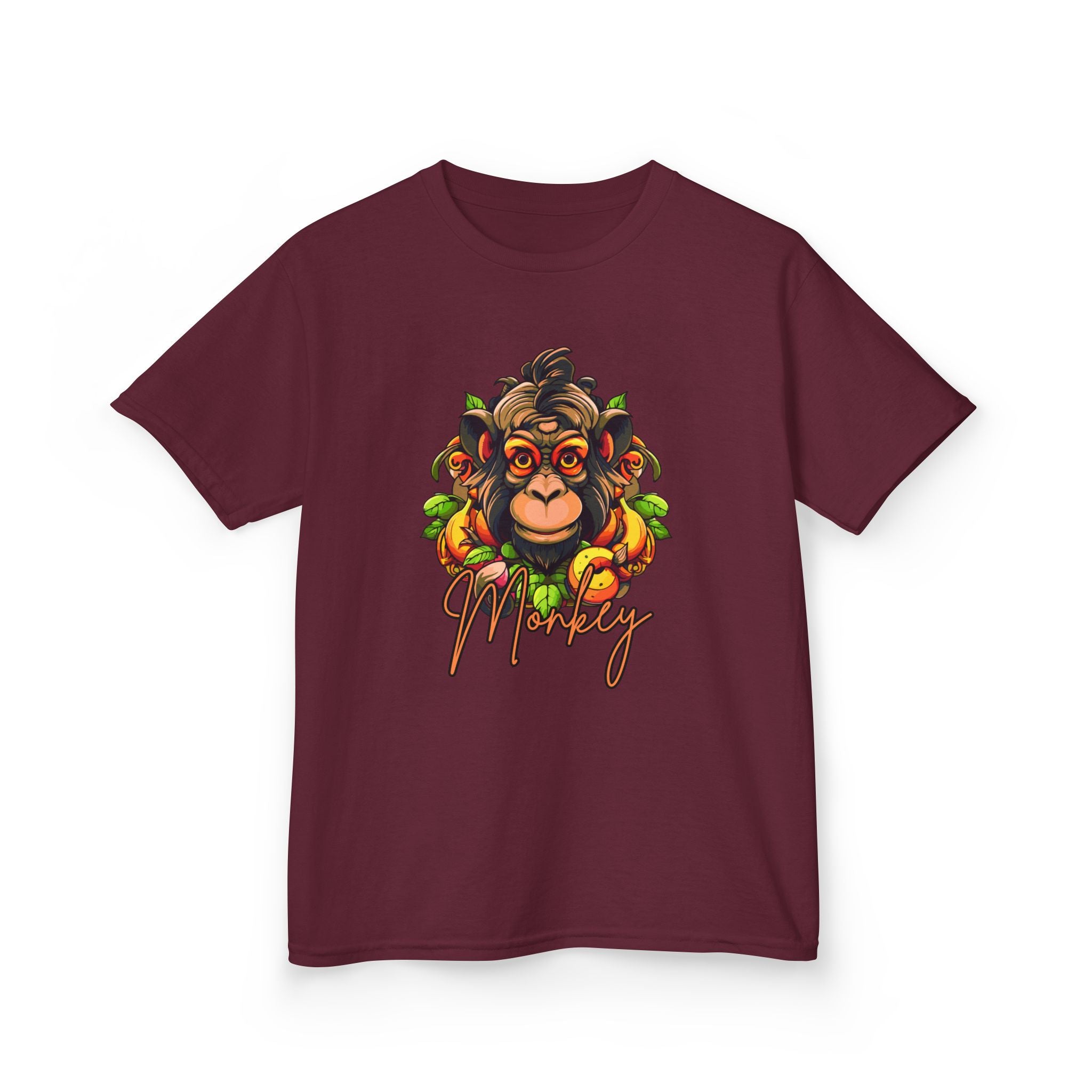 Kids Monkey Fruit Graphic Tee — Cute Tropical Chimp Design