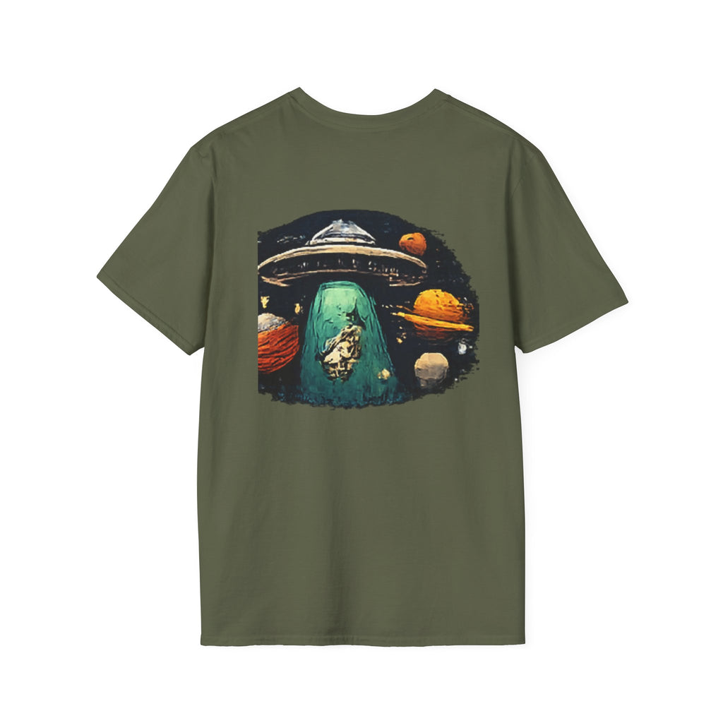 Alien Abduction Graphic T-Shirt — Retro UFO & Planets Space Tee
