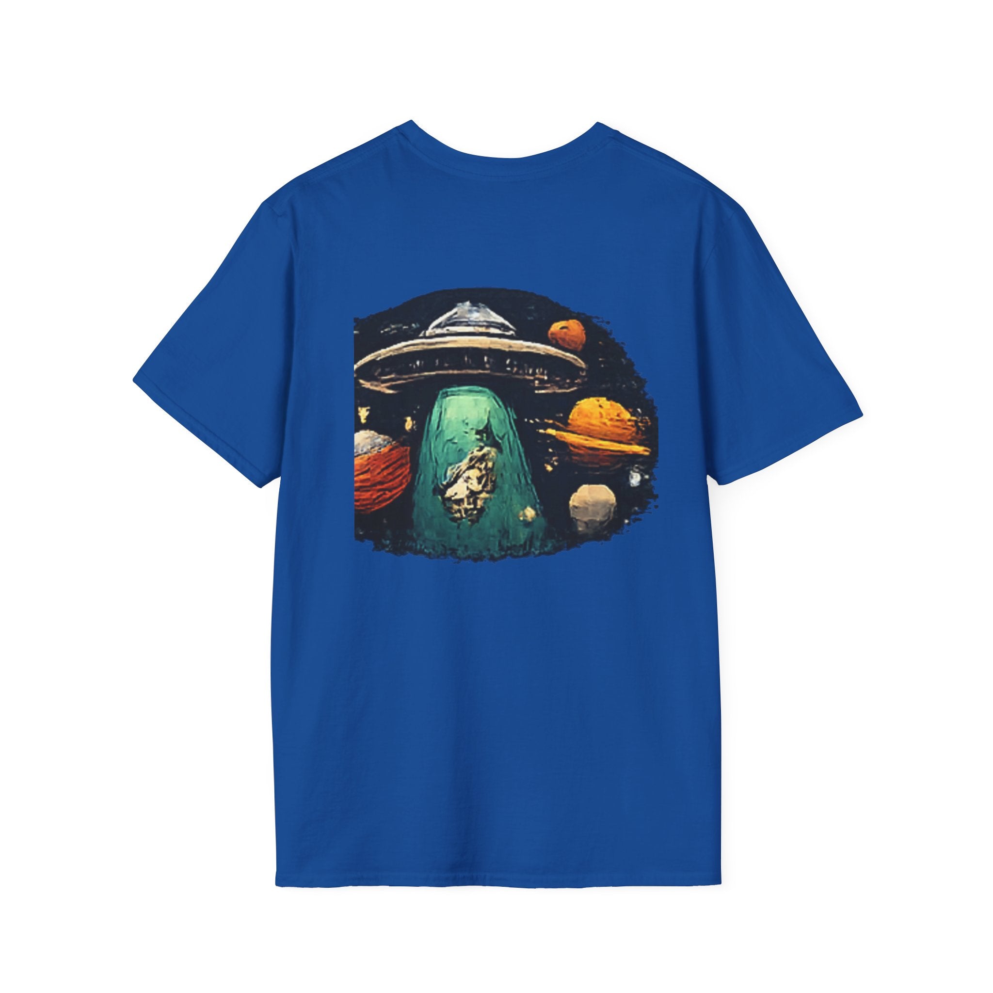 Alien Abduction Graphic T-Shirt — Retro UFO & Planets Space Tee