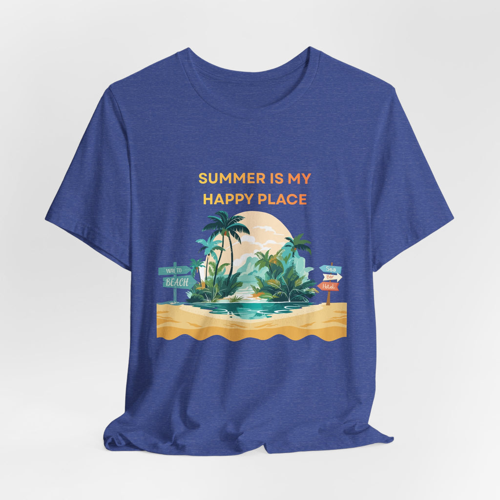 Summer Vibes Beach T-Shirt - "Summer Is My Happy Place" Graphic Tee