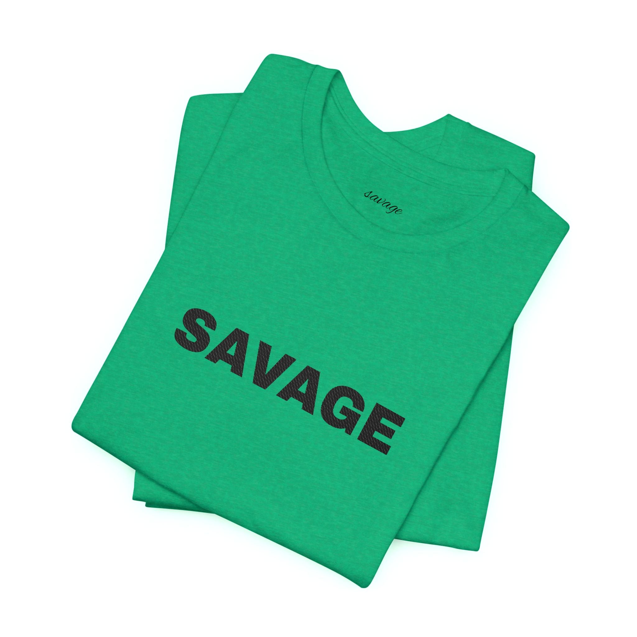 Savage Graphic Tee - Bold Text White T-Shirt