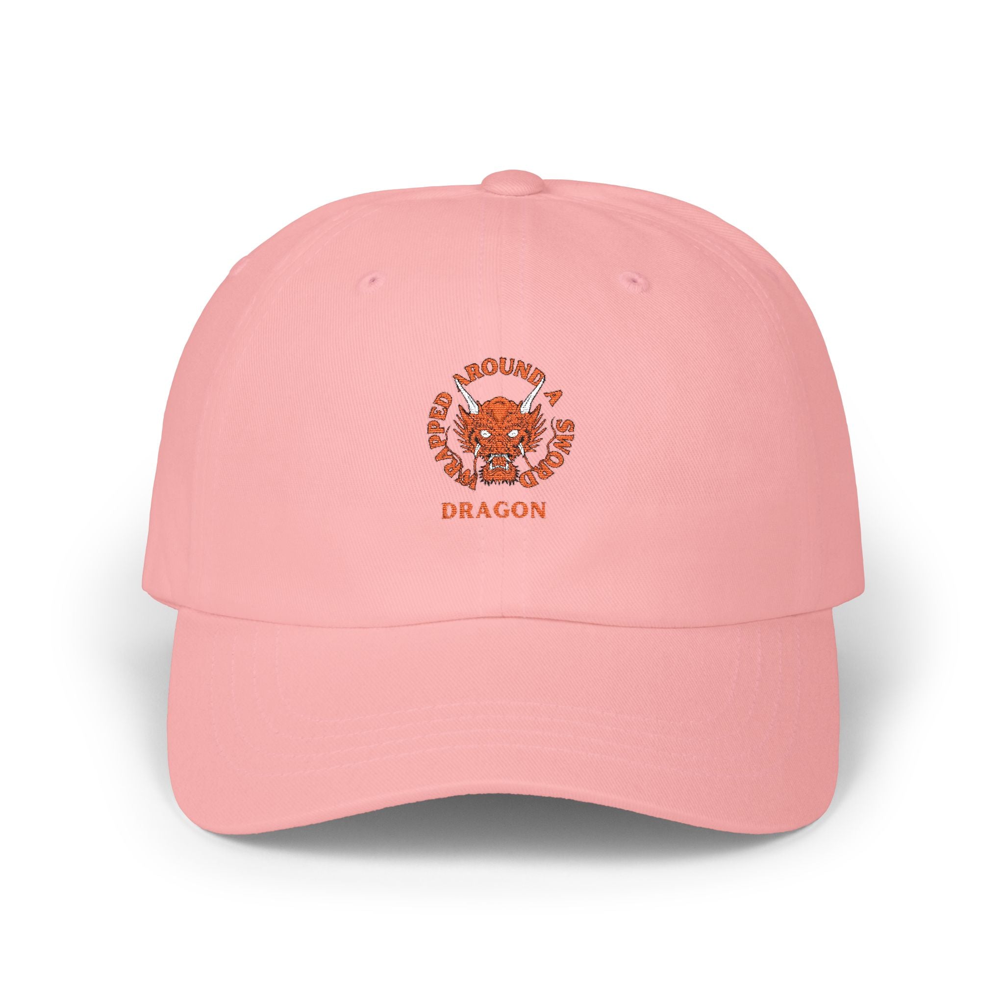 Dragon Emblem Dad Cap — Vintage Orange Floral Crest Hat