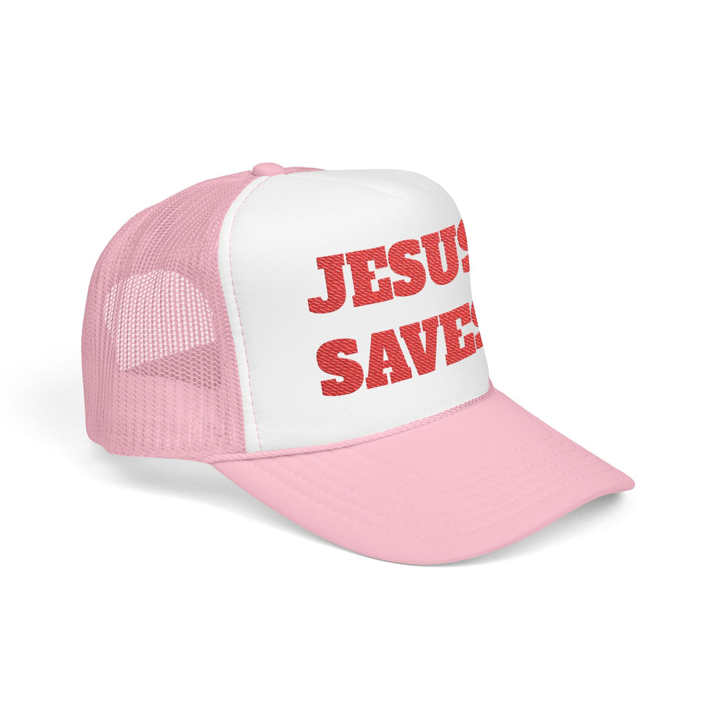 Jesus Saves Foam Trucker Hat - Christian Gospel Mesh Cap