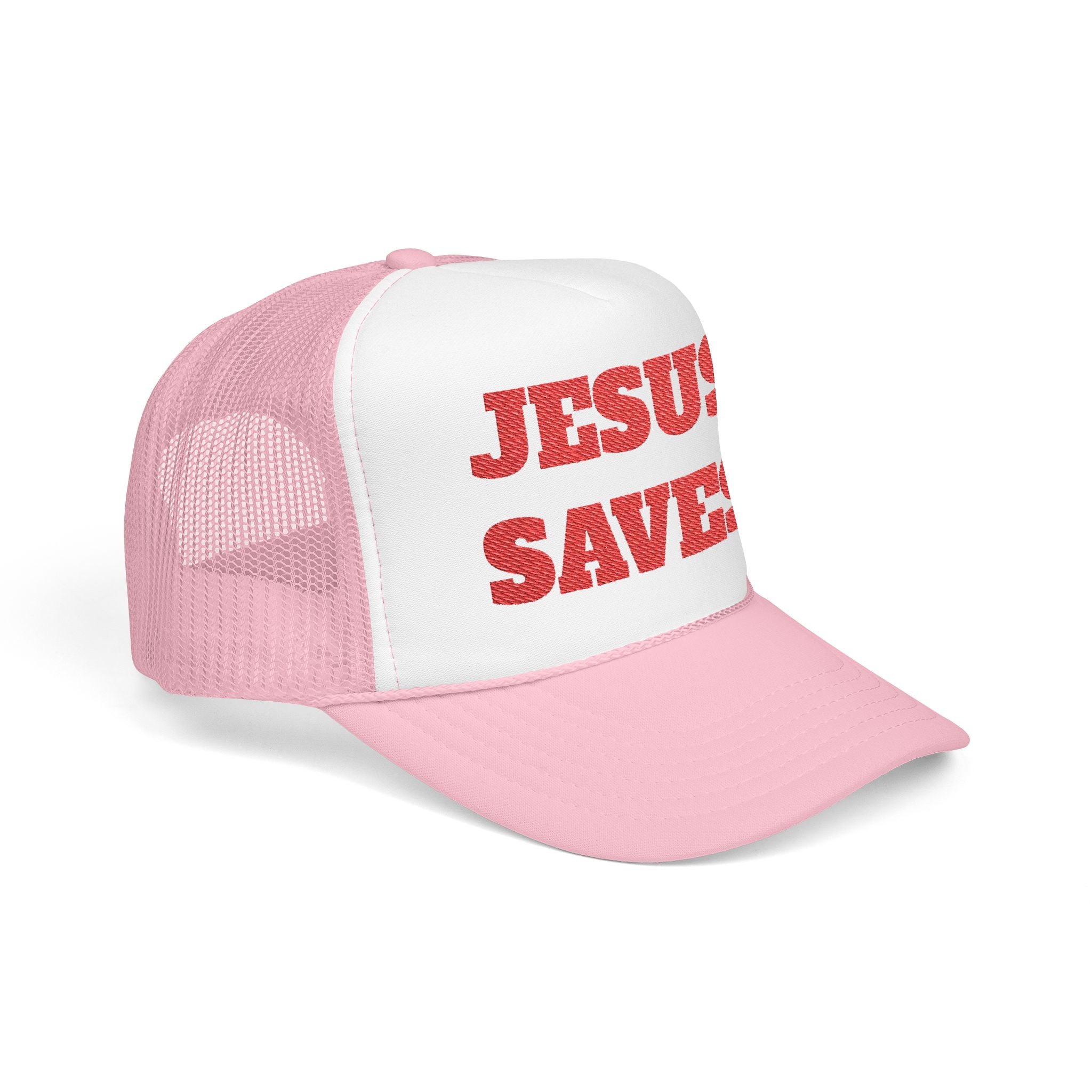 Jesus Saves Foam Trucker Hat - Christian Gospel Mesh Cap