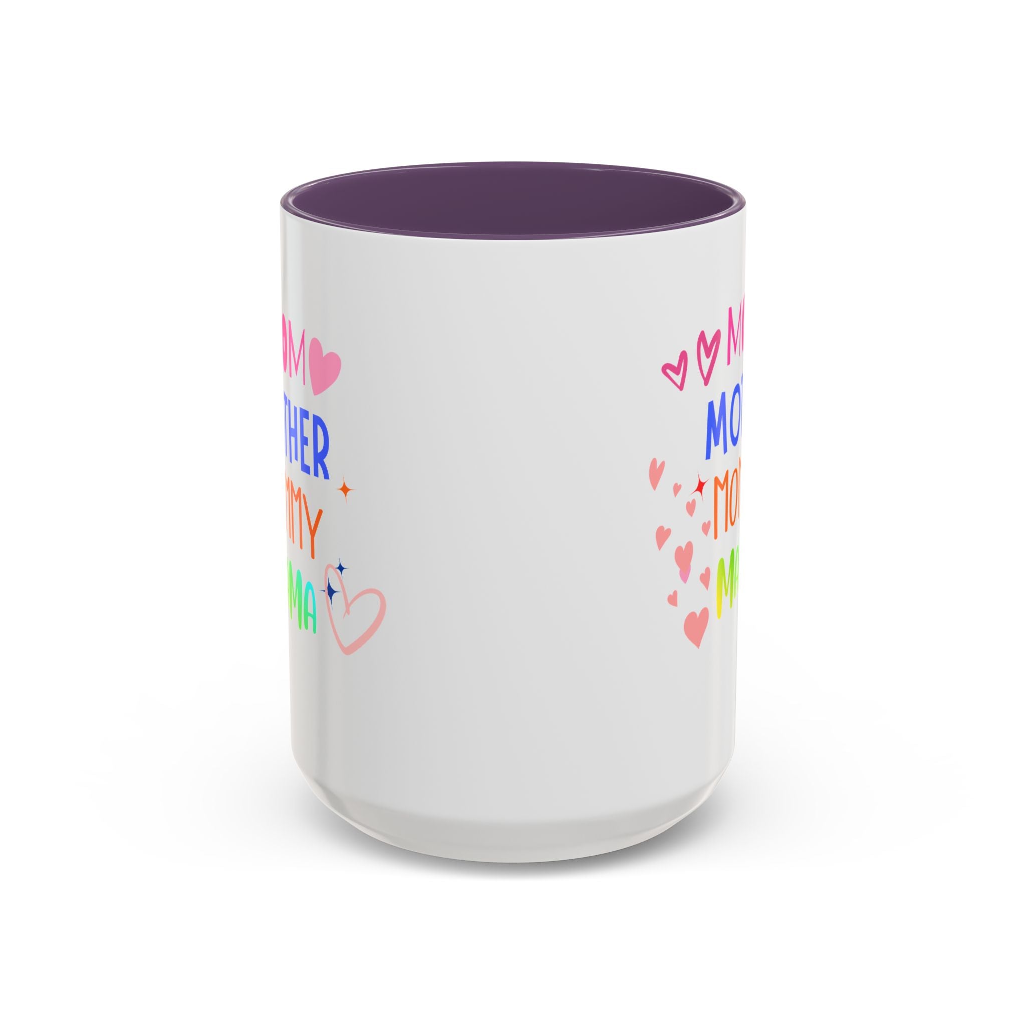 Mother/Mom Rainbow Accent Coffee Mug — 'Mom Mother Mommy Mama' Gift for Mother's Day