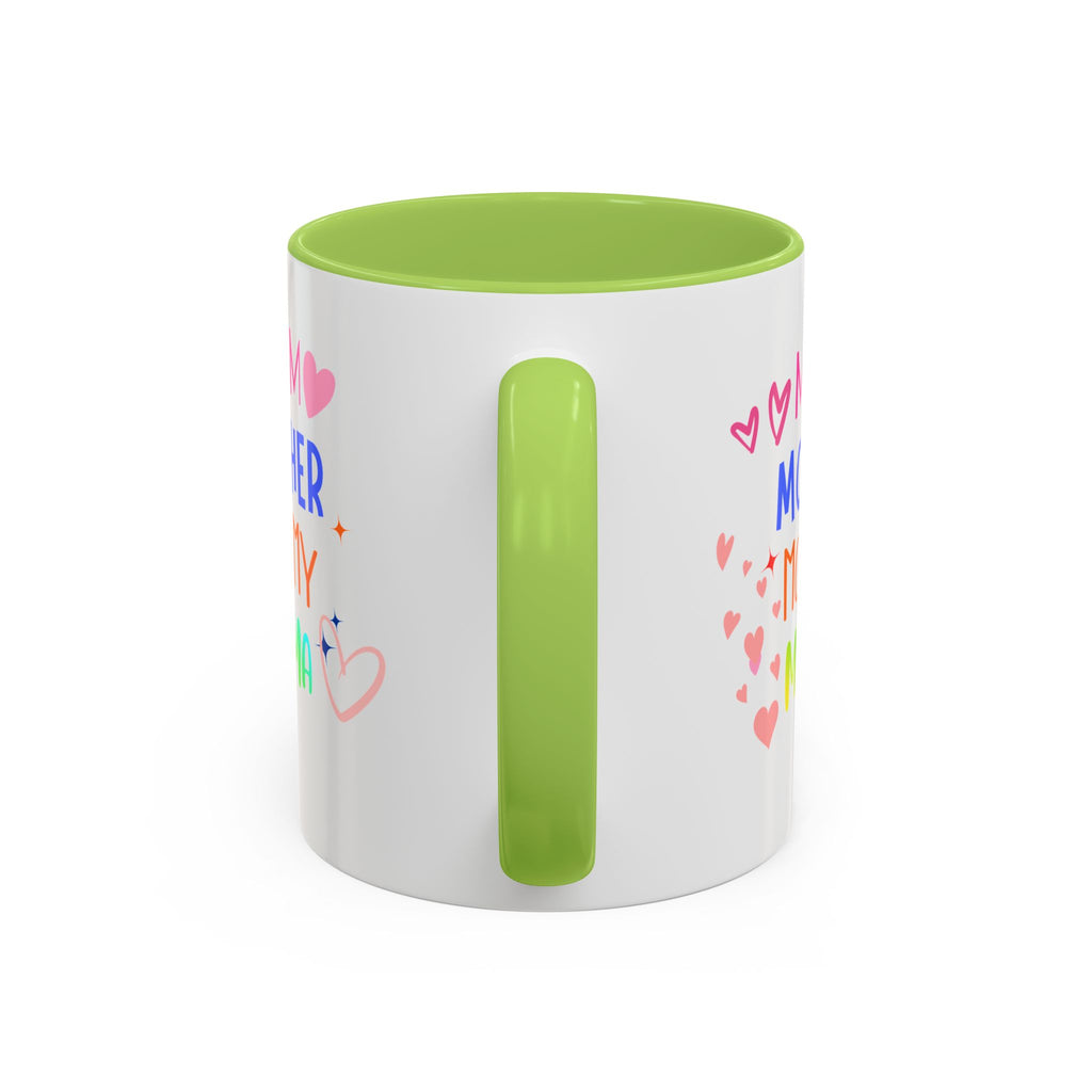 Mother/Mom Rainbow Accent Coffee Mug — 'Mom Mother Mommy Mama' Gift for Mother's Day