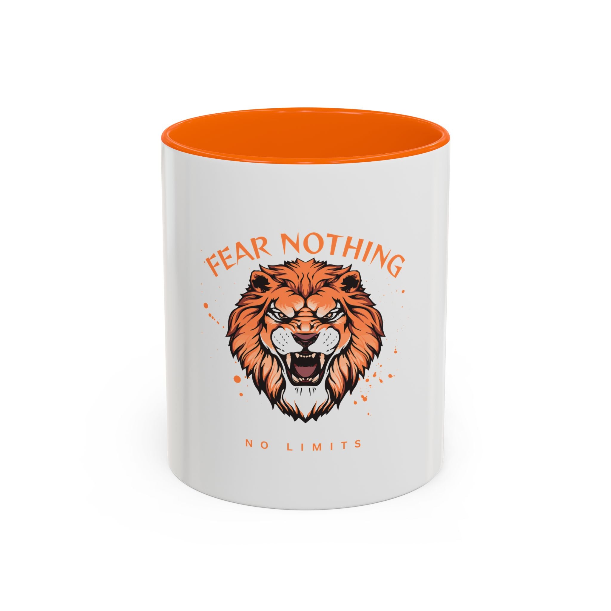 Fear Nothing Lion Accent Coffee Mug — Inspirational No Limits Motivational Gift