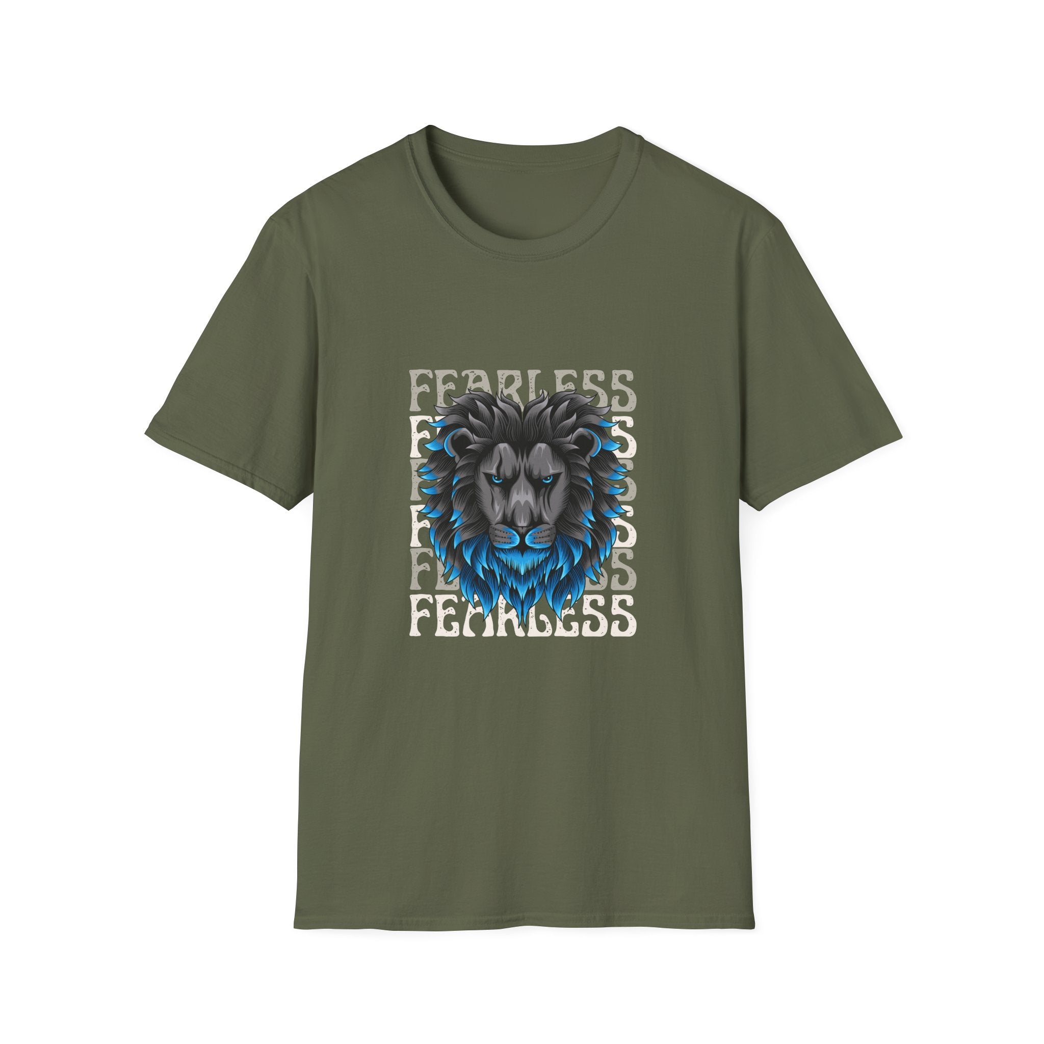 Lion Head T-Shirt — Bold Blue Mane Graphic Tee